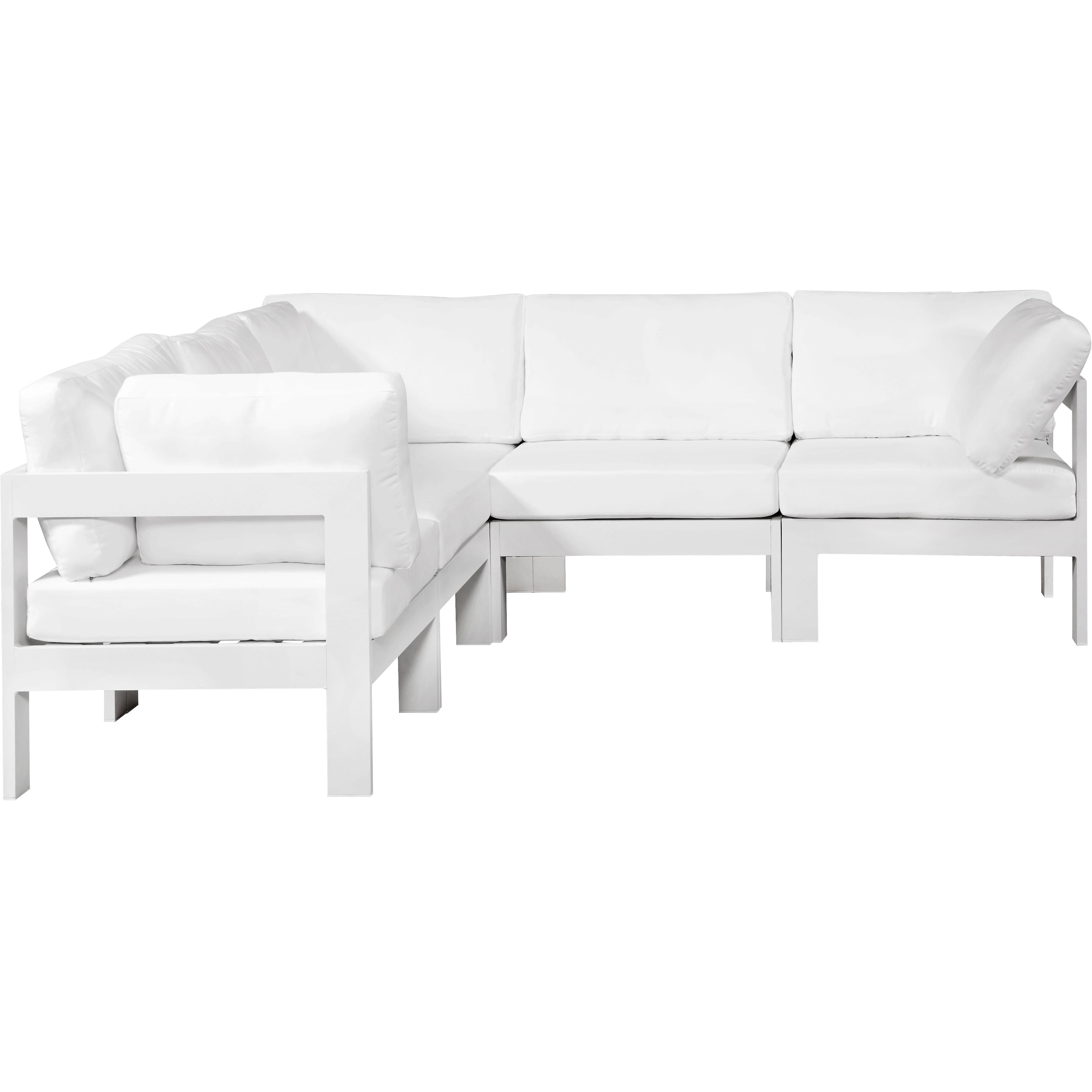 Meridian Nizuc White Water Resistant Fabric Outdoor Patio Modular Sectional