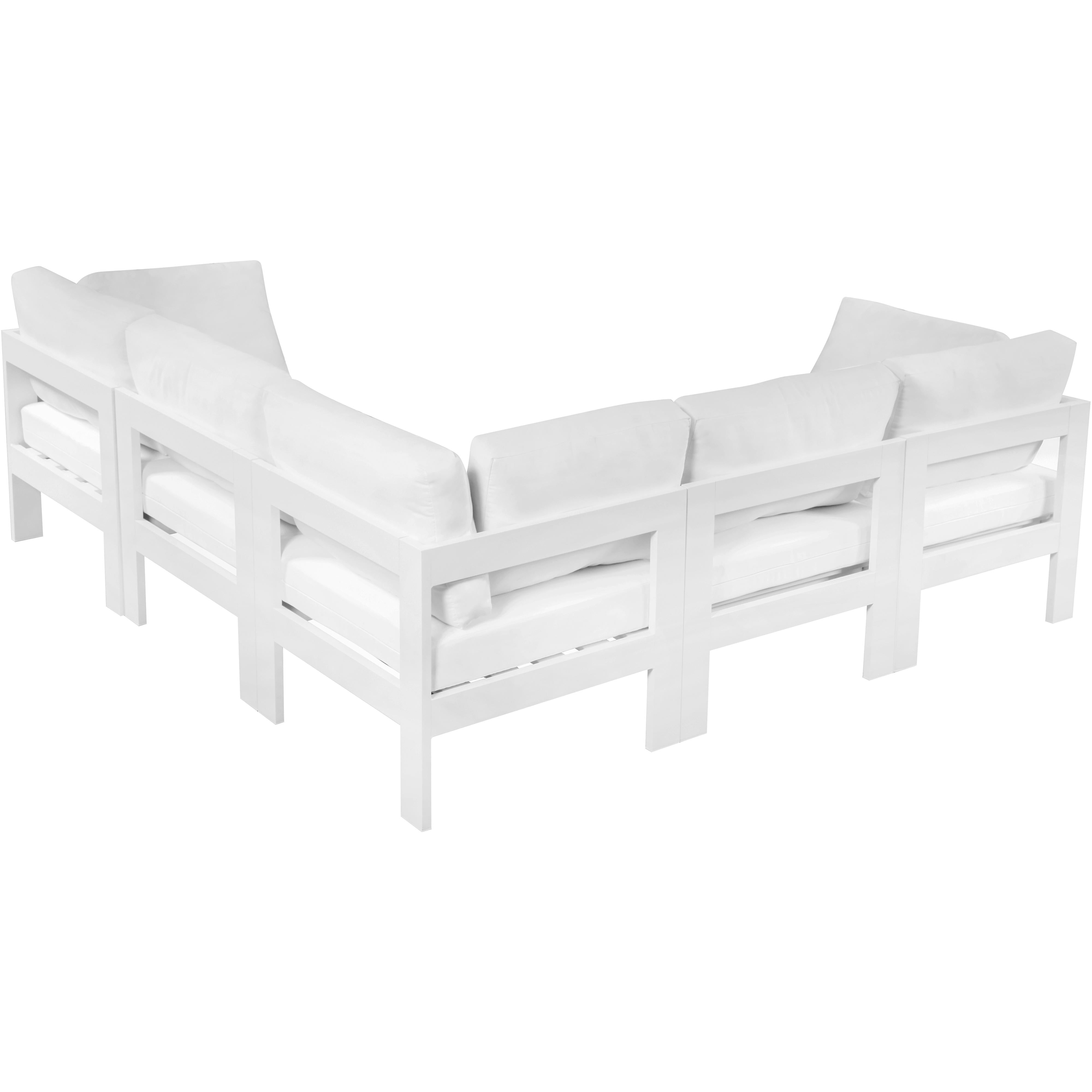 Meridian Nizuc White Water Resistant Fabric Outdoor Patio Modular Sectional