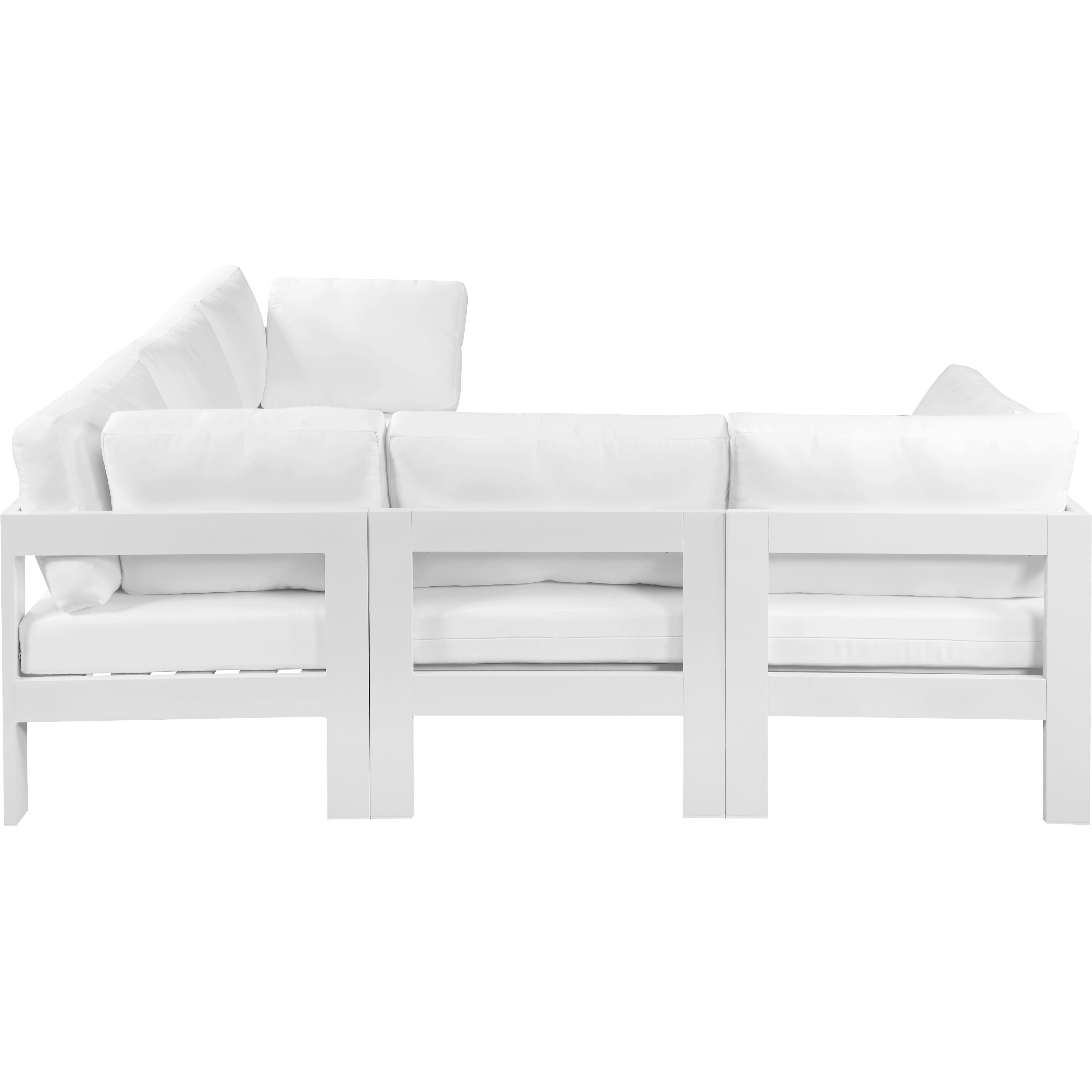 Meridian Nizuc White Water Resistant Fabric Outdoor Patio Modular Sectional