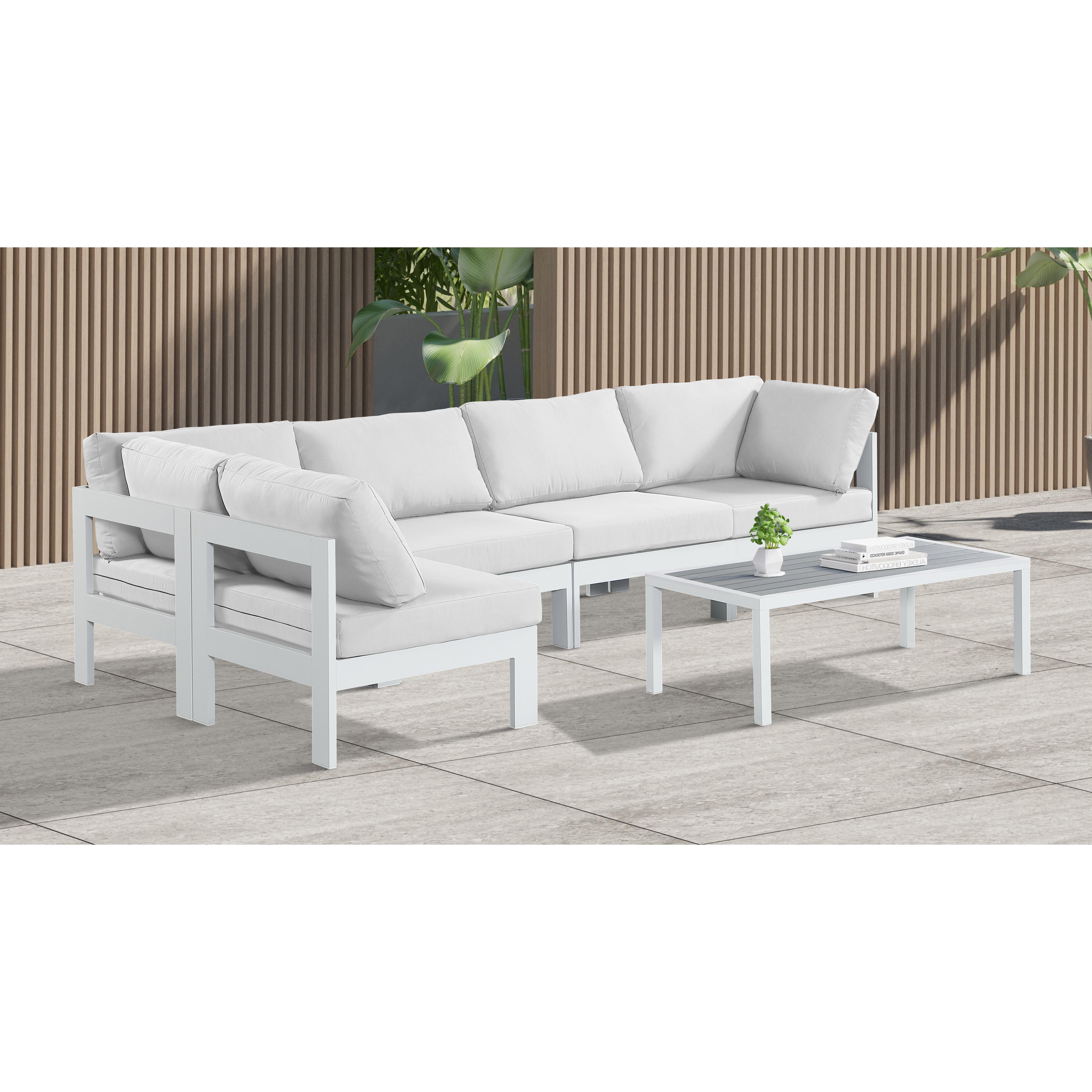 Meridian Nizuc White Water Resistant Fabric Outdoor Patio Modular Sectional
