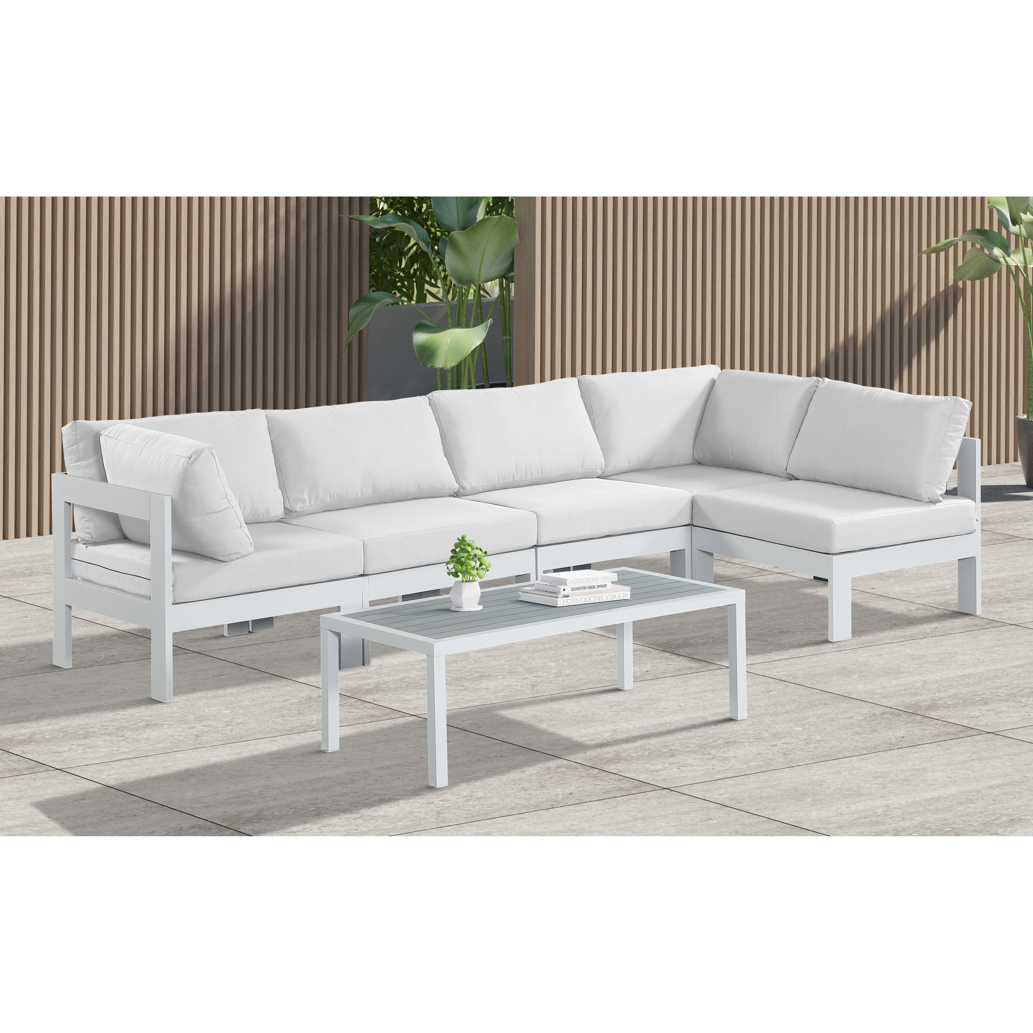 Meridian Nizuc White Water Resistant Fabric Outdoor Patio Modular Sectional