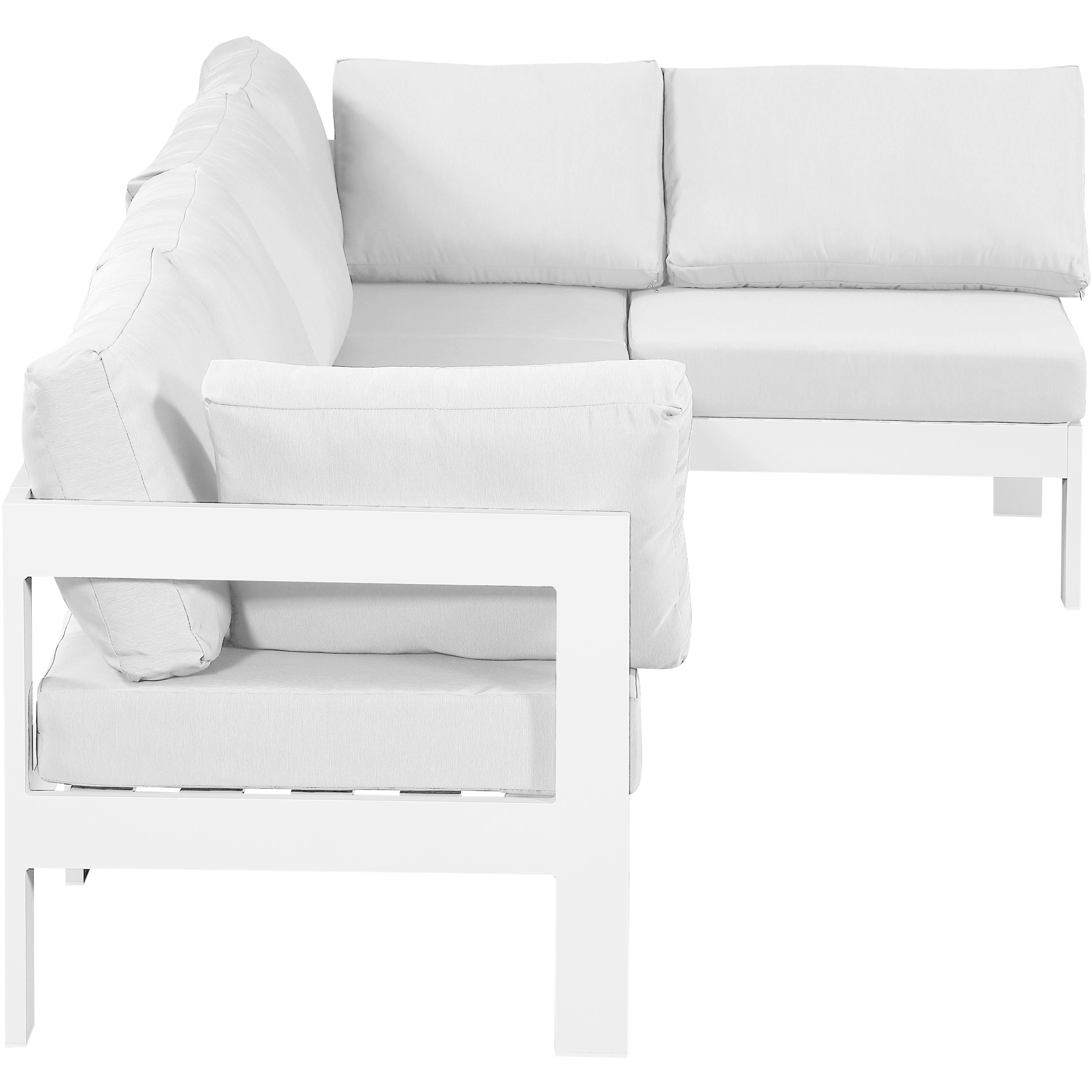 Meridian Nizuc White Water Resistant Fabric Outdoor Patio Modular Sectional