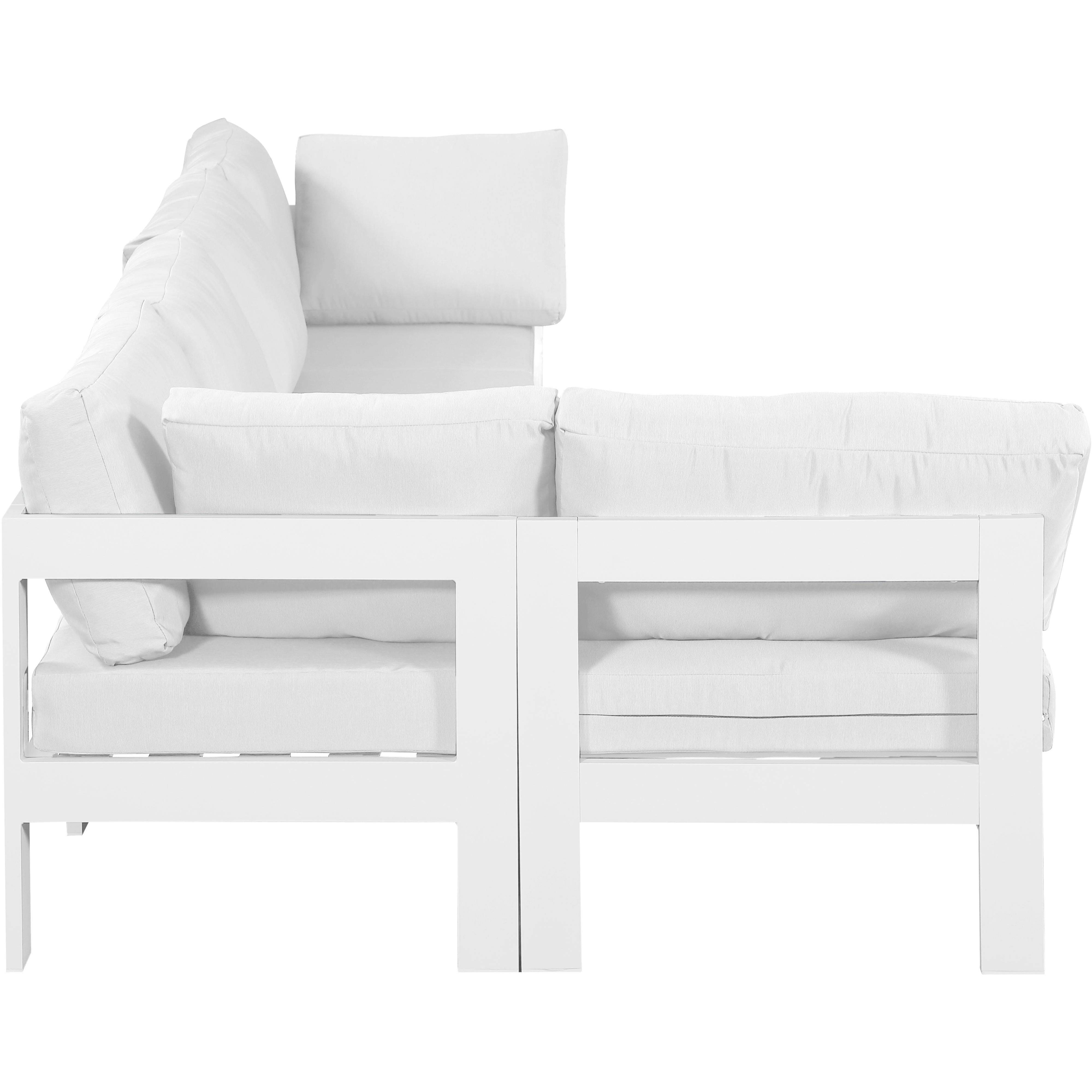 Meridian Nizuc White Water Resistant Fabric Outdoor Patio Modular Sectional