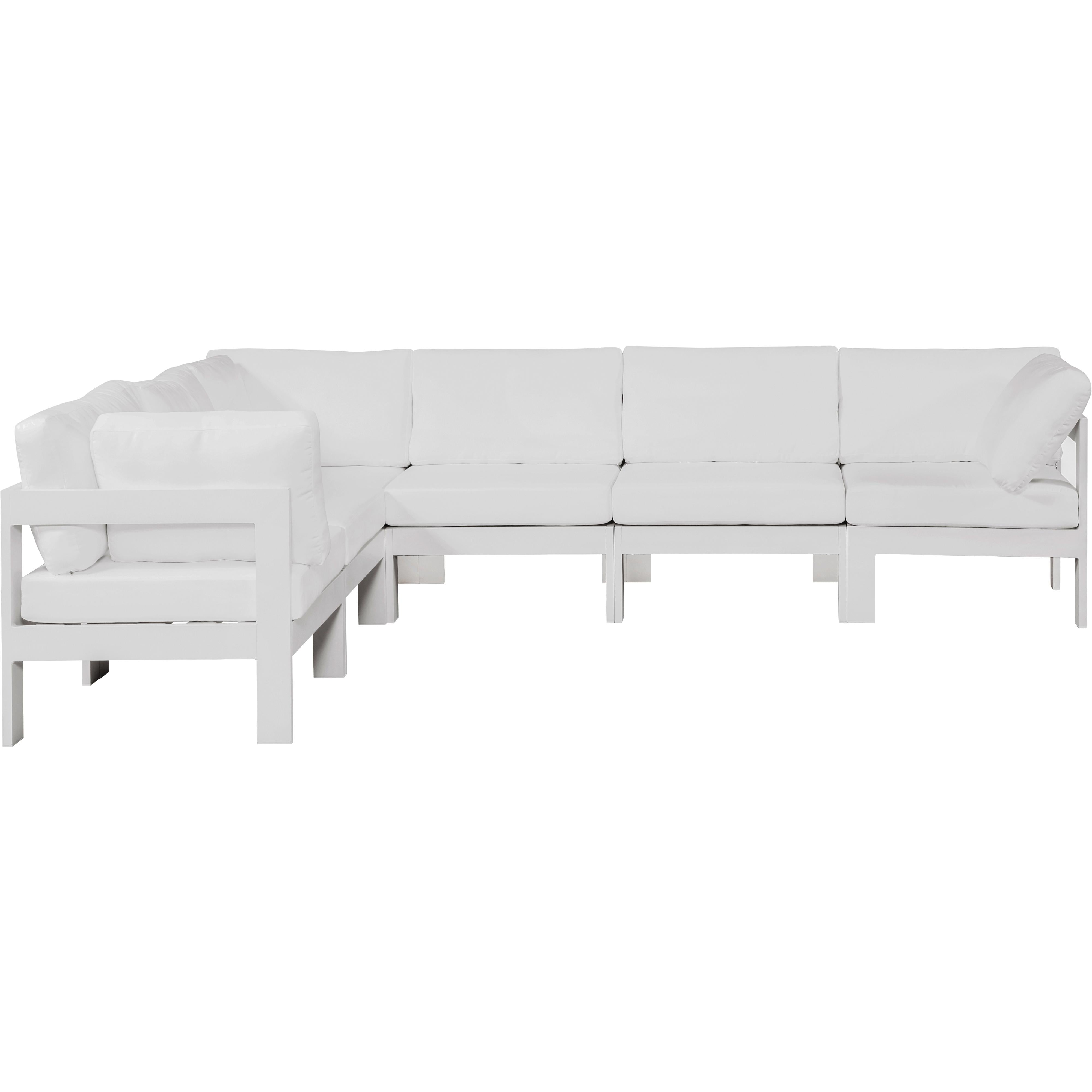 Meridian Nizuc White Water Resistant Fabric Outdoor Patio Modular Sectional