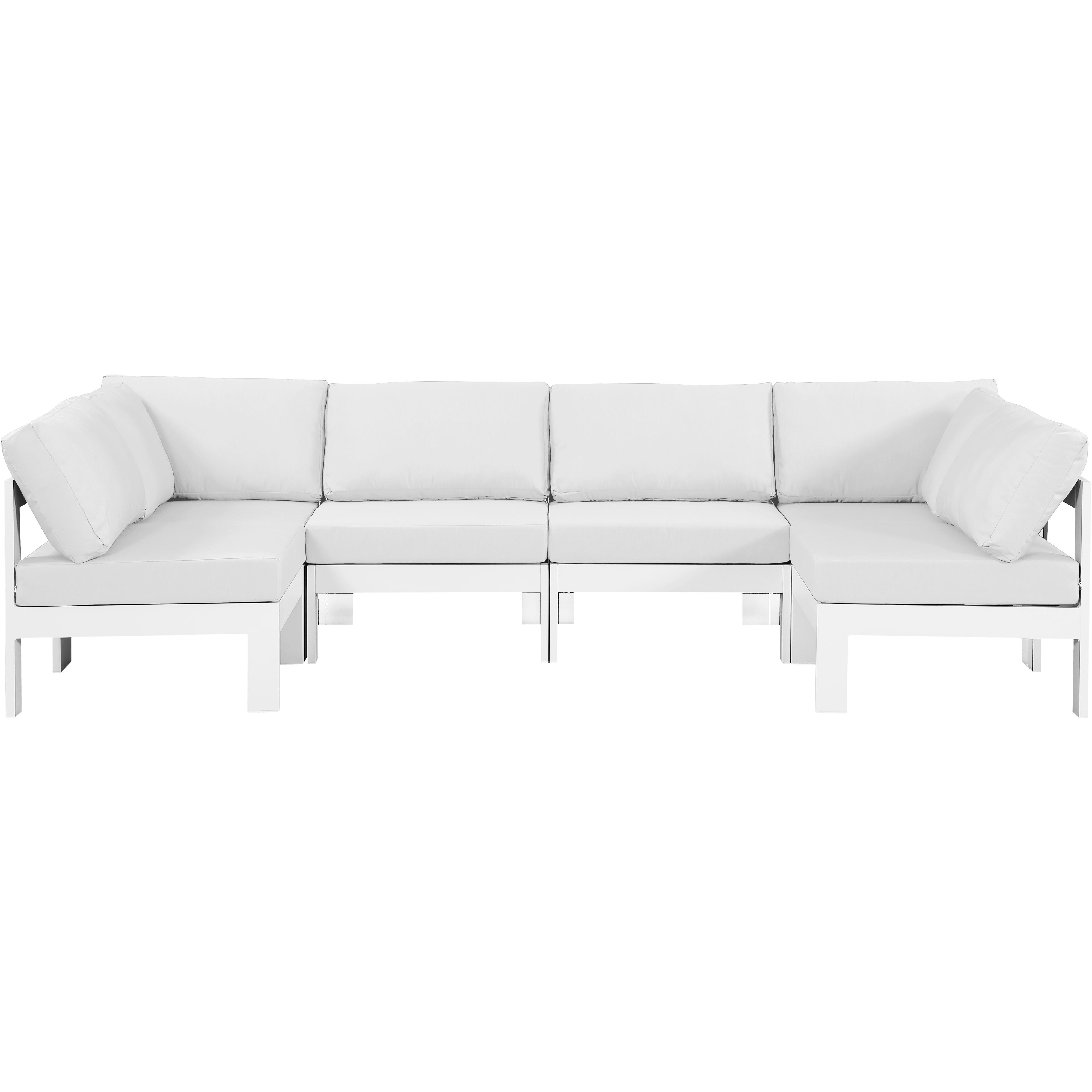 Meridian Nizuc White Water Resistant Fabric Outdoor Patio Modular Sectional