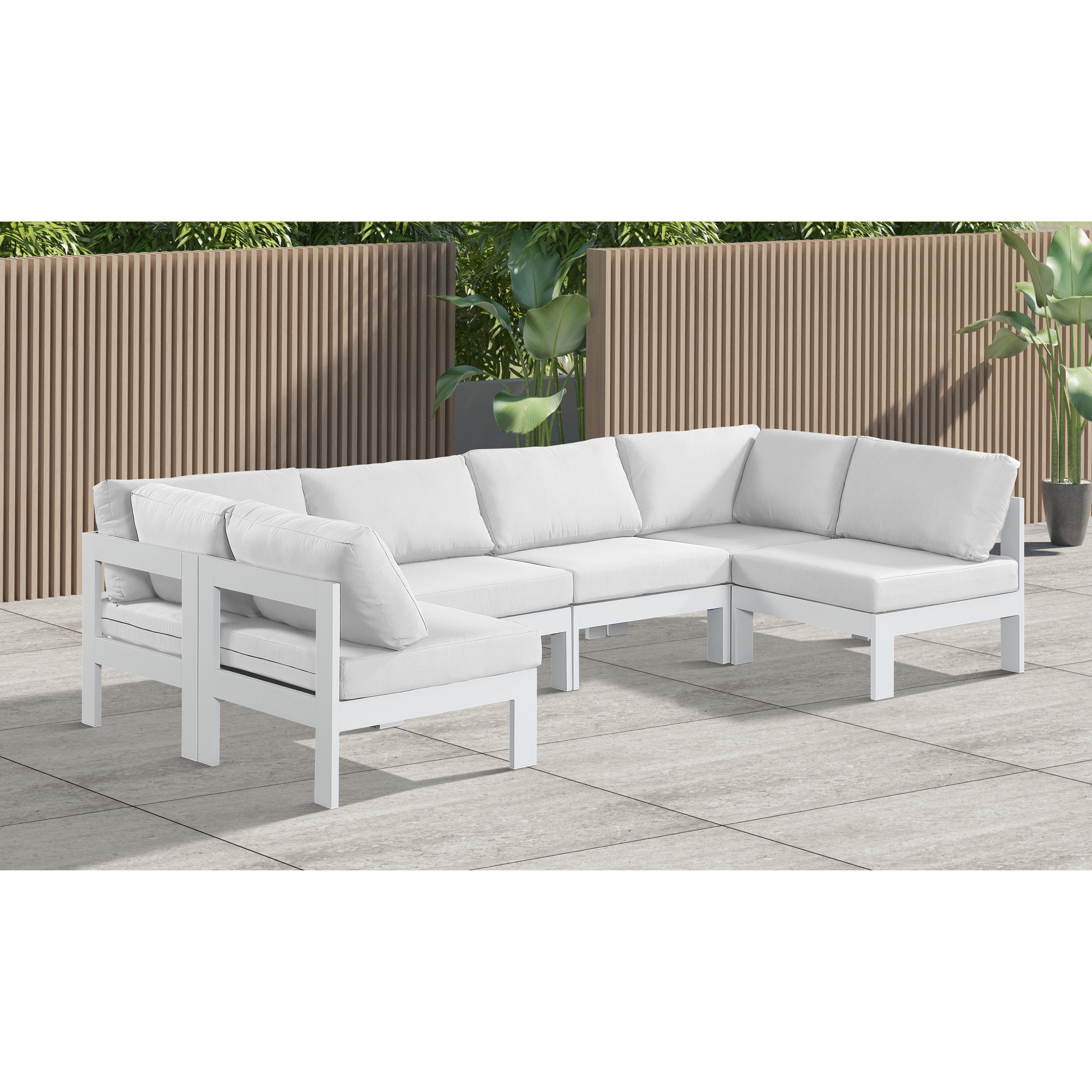 Meridian Nizuc White Water Resistant Fabric Outdoor Patio Modular Sectional