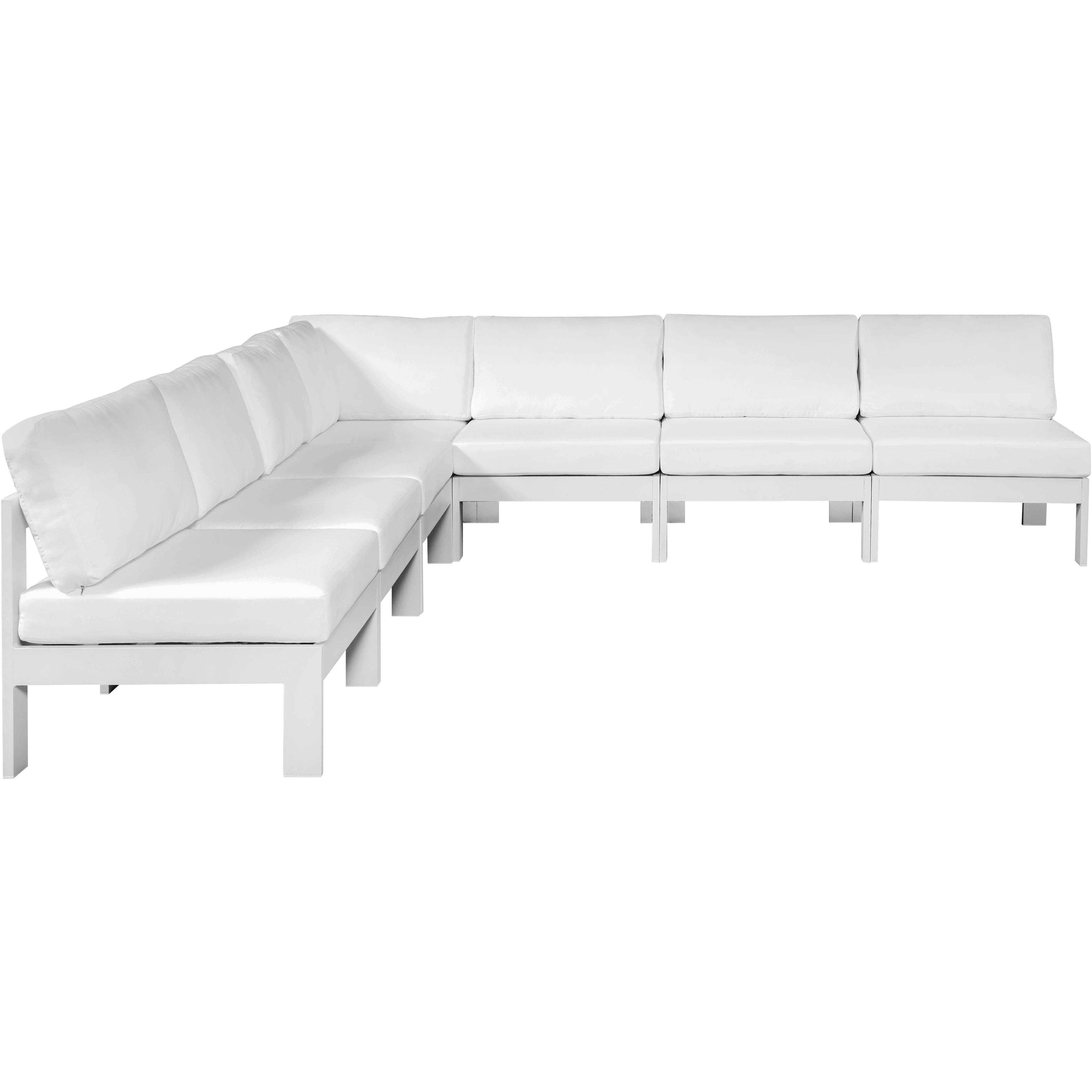 Meridian Nizuc White Water Resistant Fabric Outdoor Patio Modular Sectional