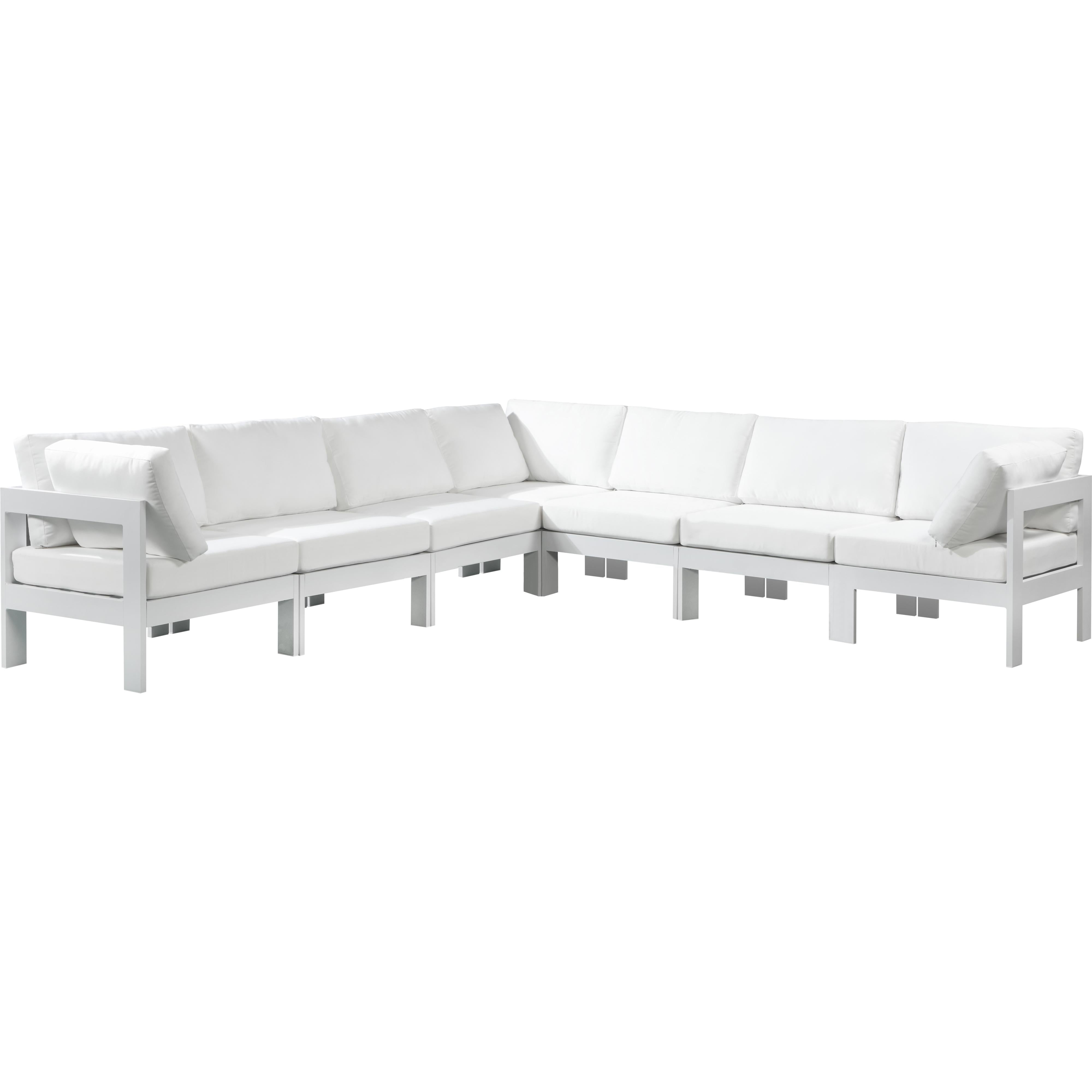 Meridian Nizuc White Water Resistant Fabric Outdoor Patio Modular Sectional
