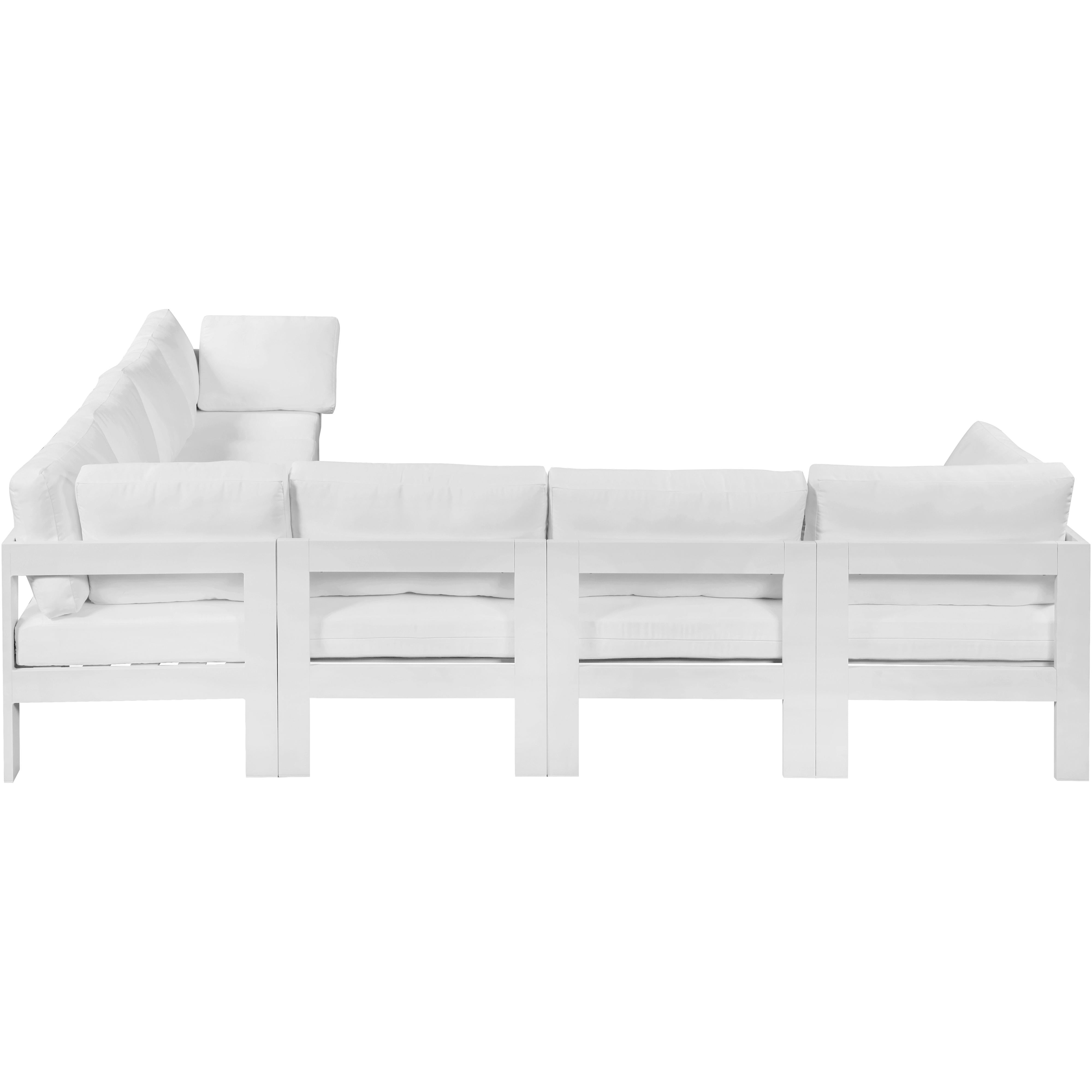 Meridian Nizuc White Water Resistant Fabric Outdoor Patio Modular Sectional