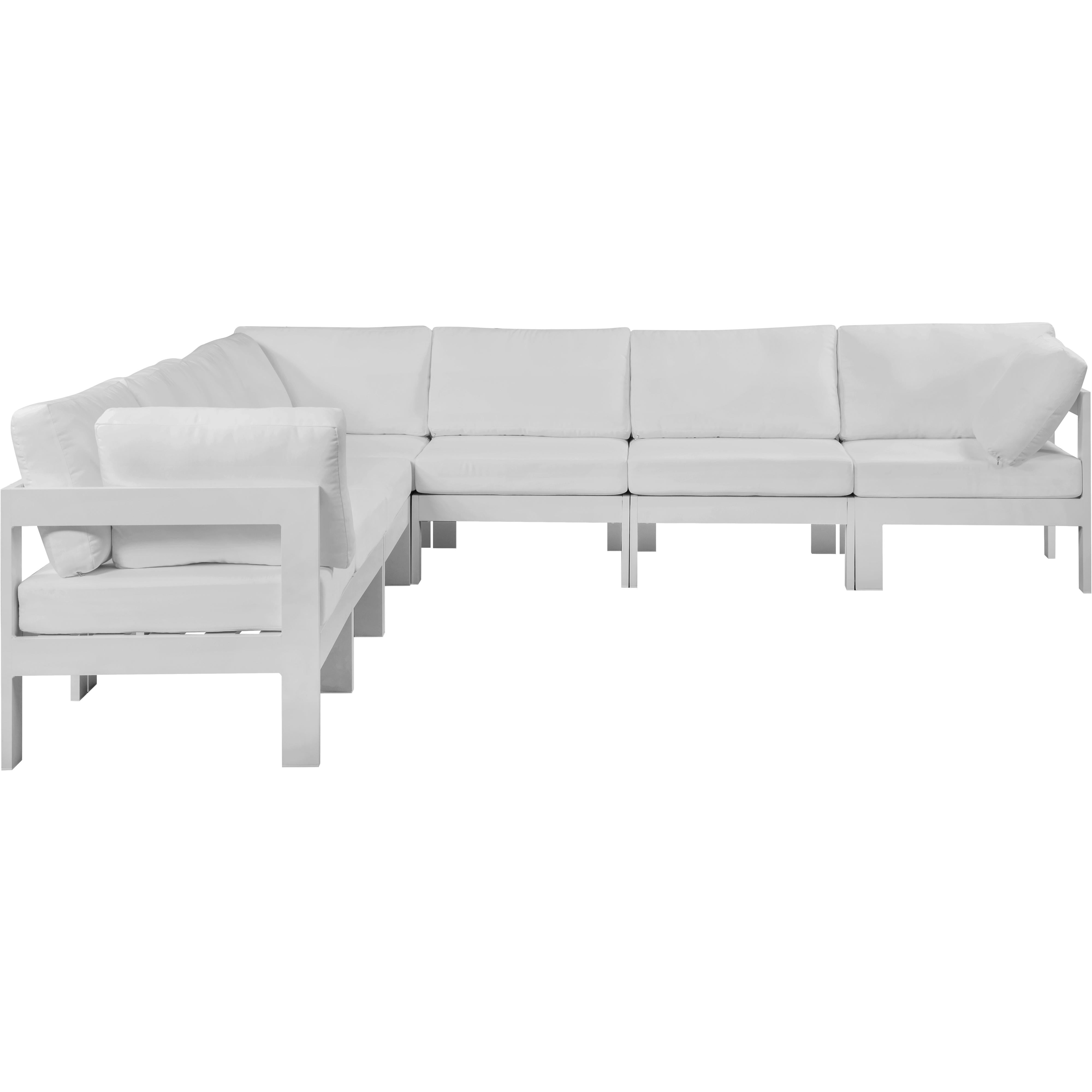 Meridian Nizuc White Water Resistant Fabric Outdoor Patio Modular Sectional