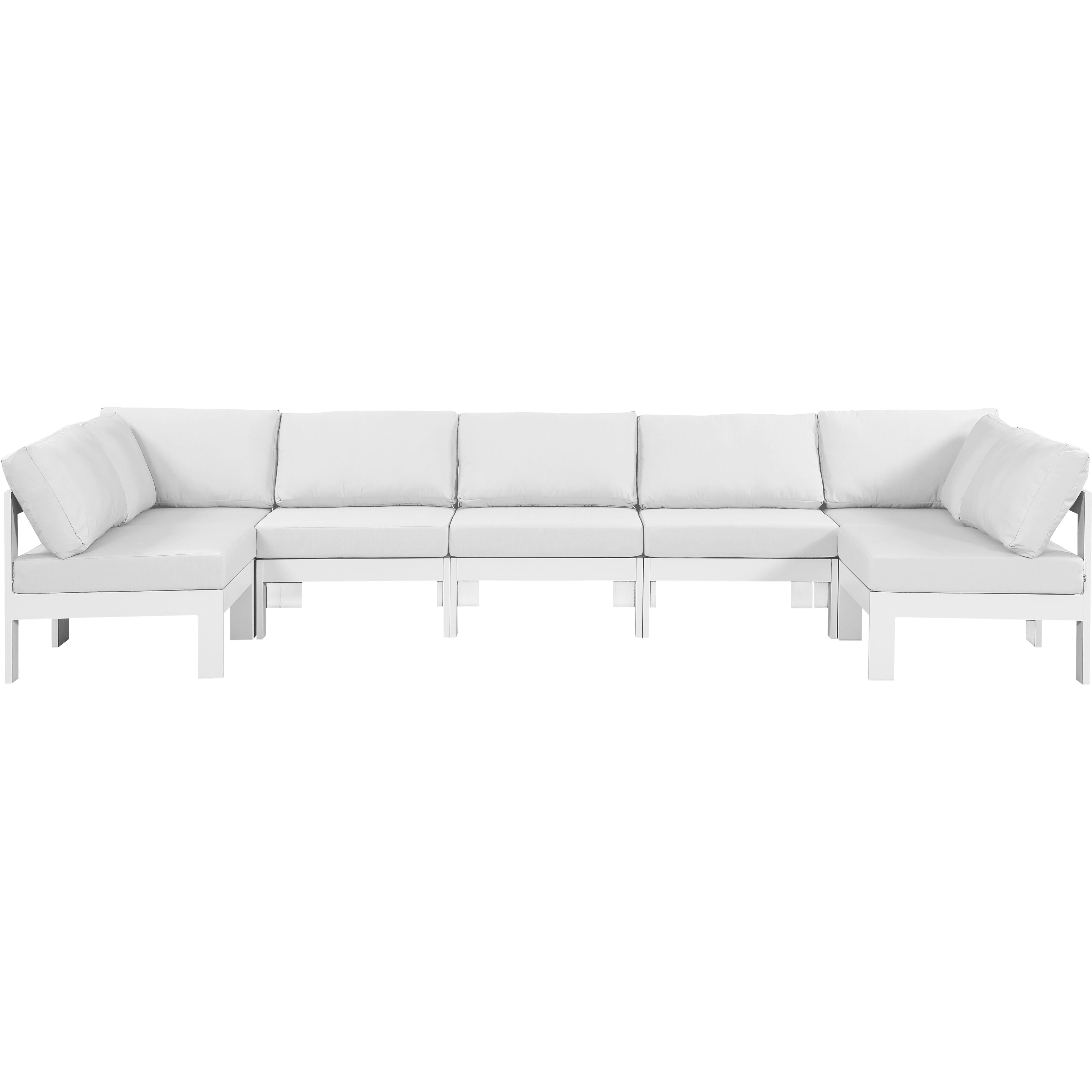 Meridian Nizuc White Water Resistant Fabric Outdoor Patio Modular Sectional