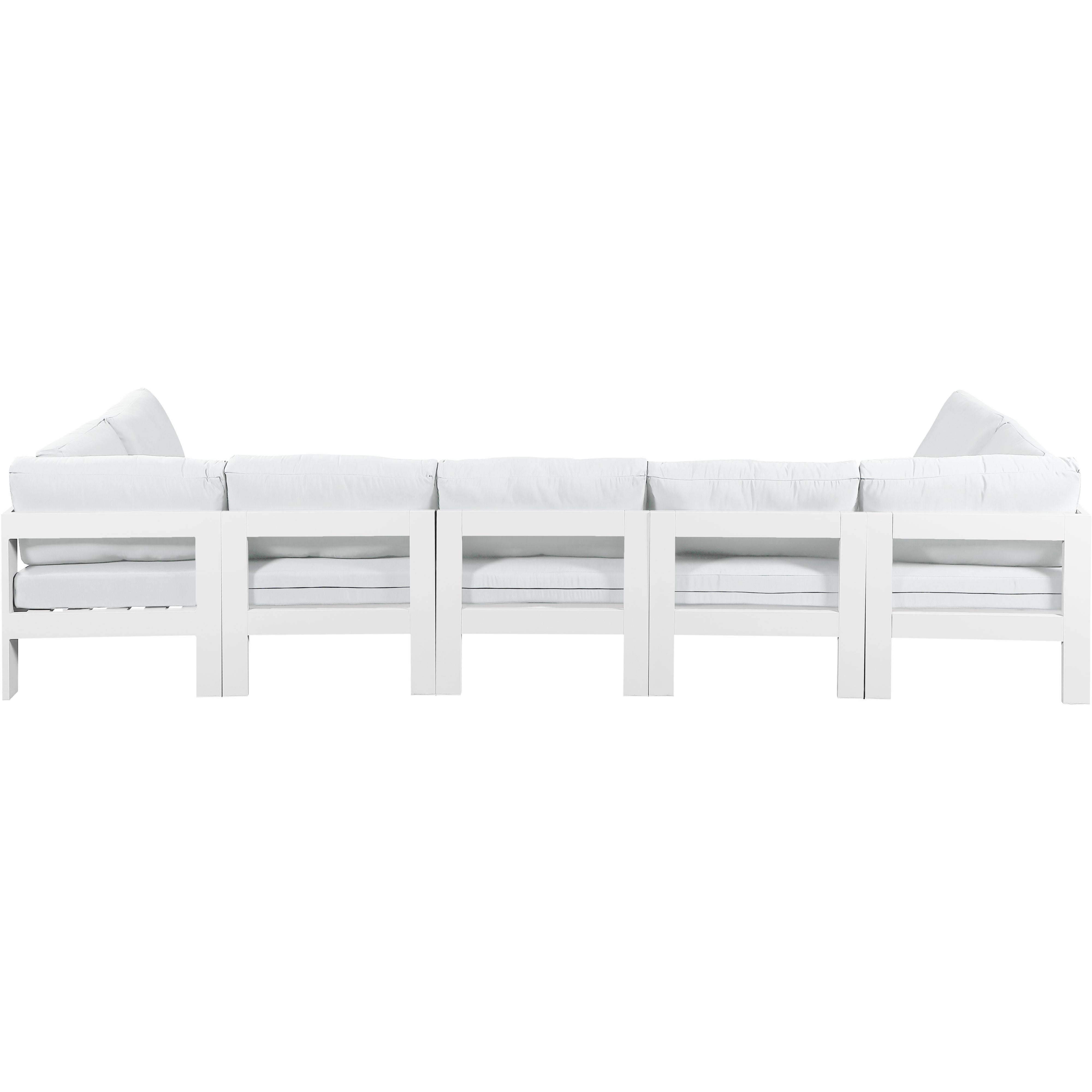 Meridian Nizuc White Water Resistant Fabric Outdoor Patio Modular Sectional