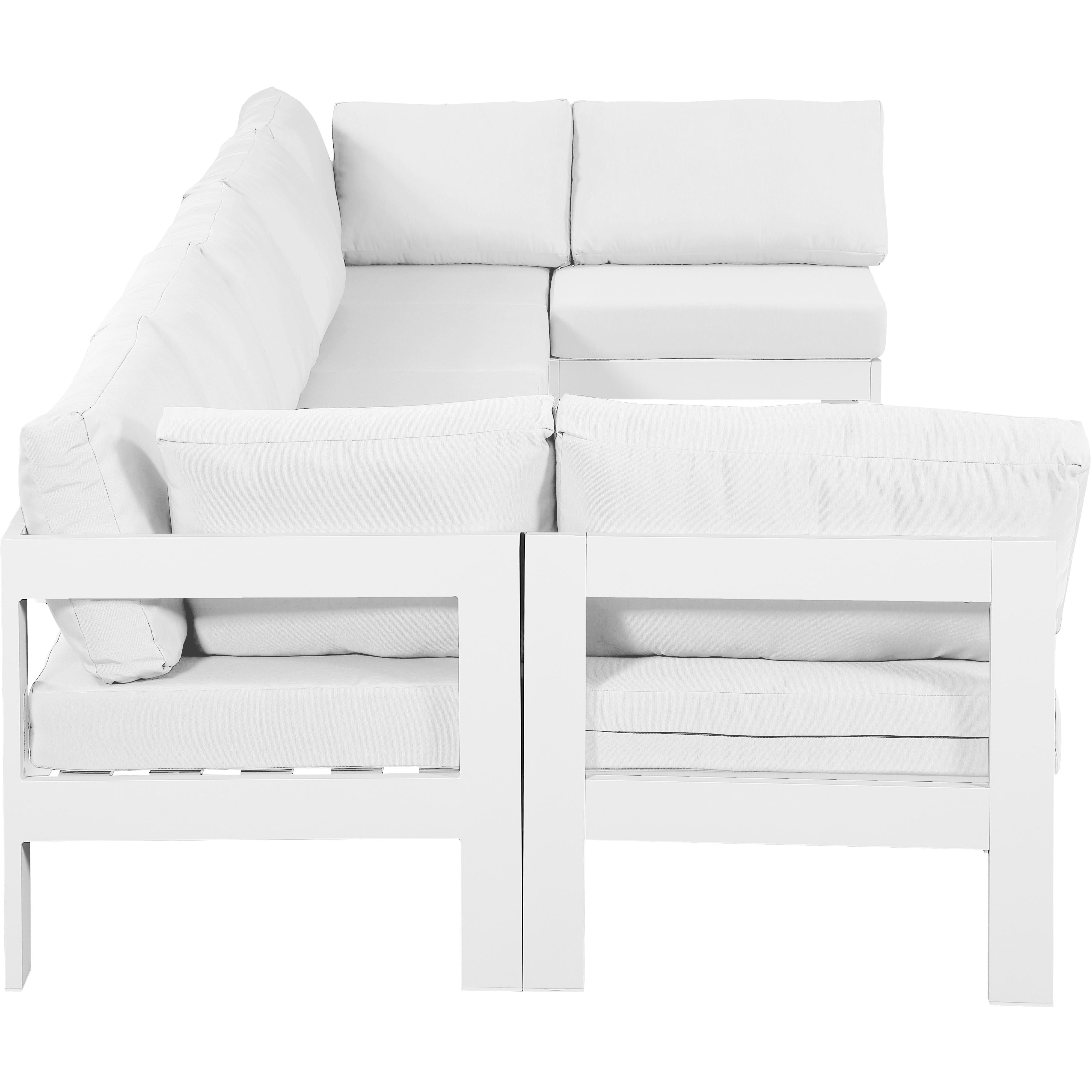 Meridian Nizuc White Water Resistant Fabric Outdoor Patio Modular Sectional