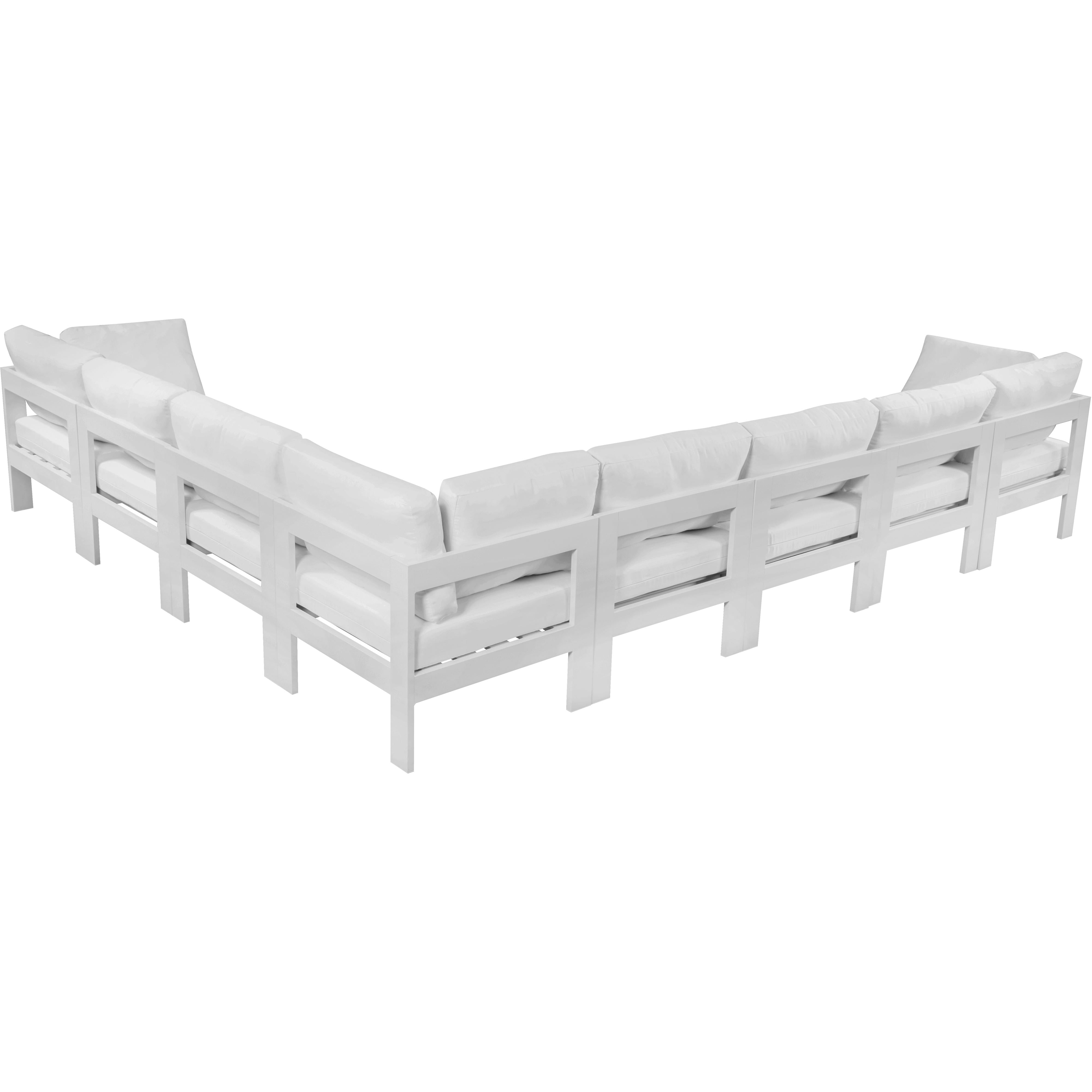 Meridian Nizuc White Water Resistant Fabric Outdoor Patio Modular Sectional