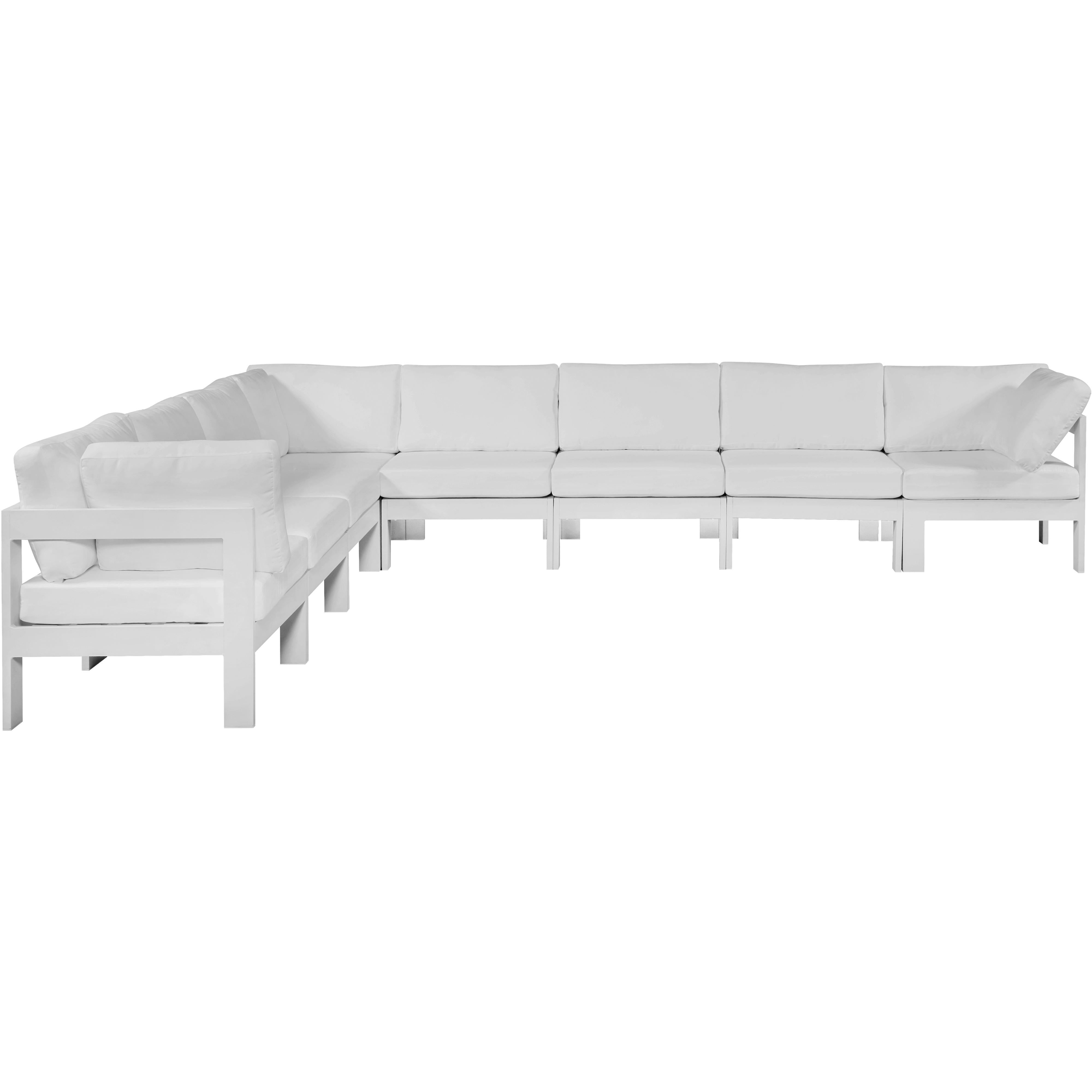 Meridian Nizuc White Water Resistant Fabric Outdoor Patio Modular Sectional