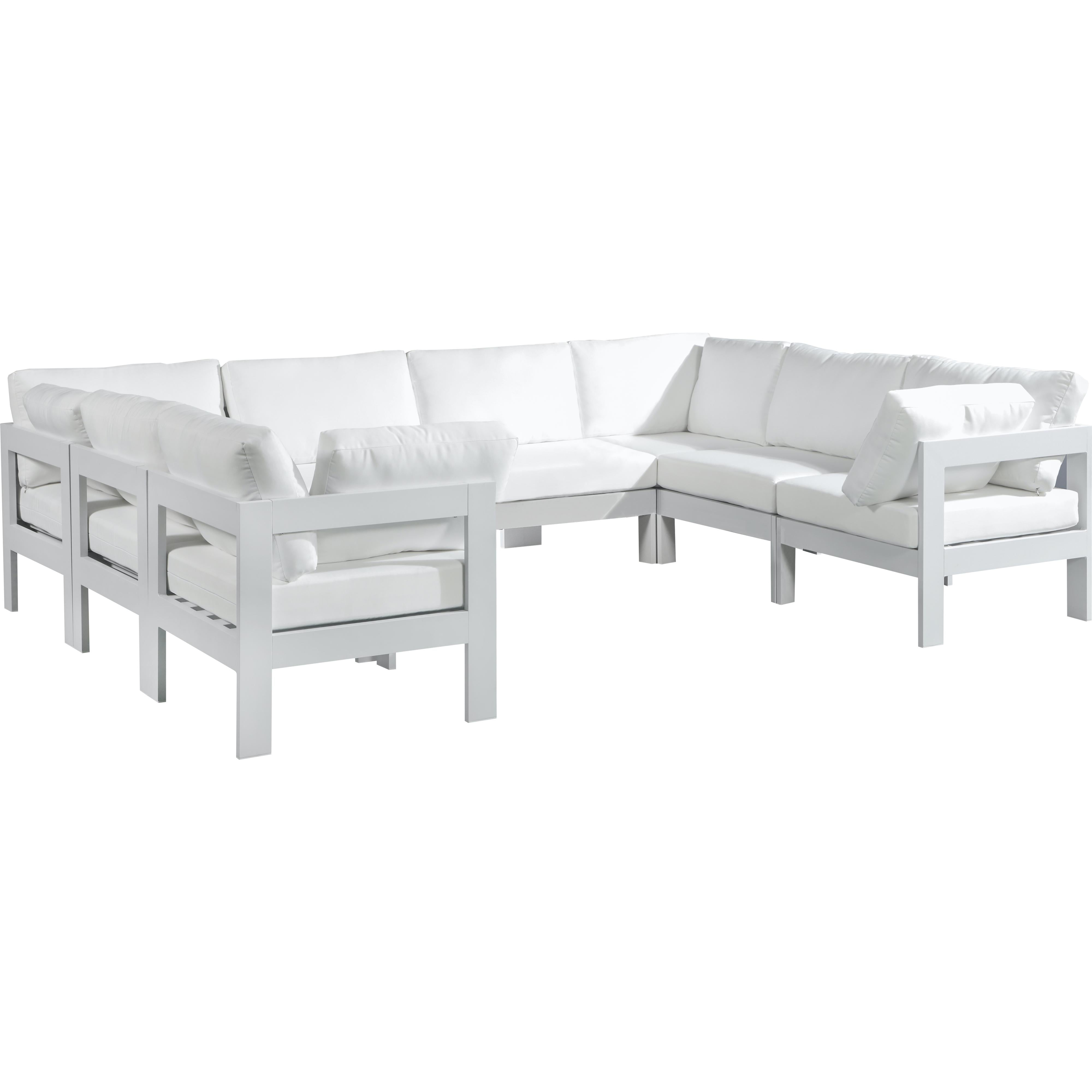 Meridian Nizuc White Water Resistant Fabric Outdoor Patio Modular Sectional