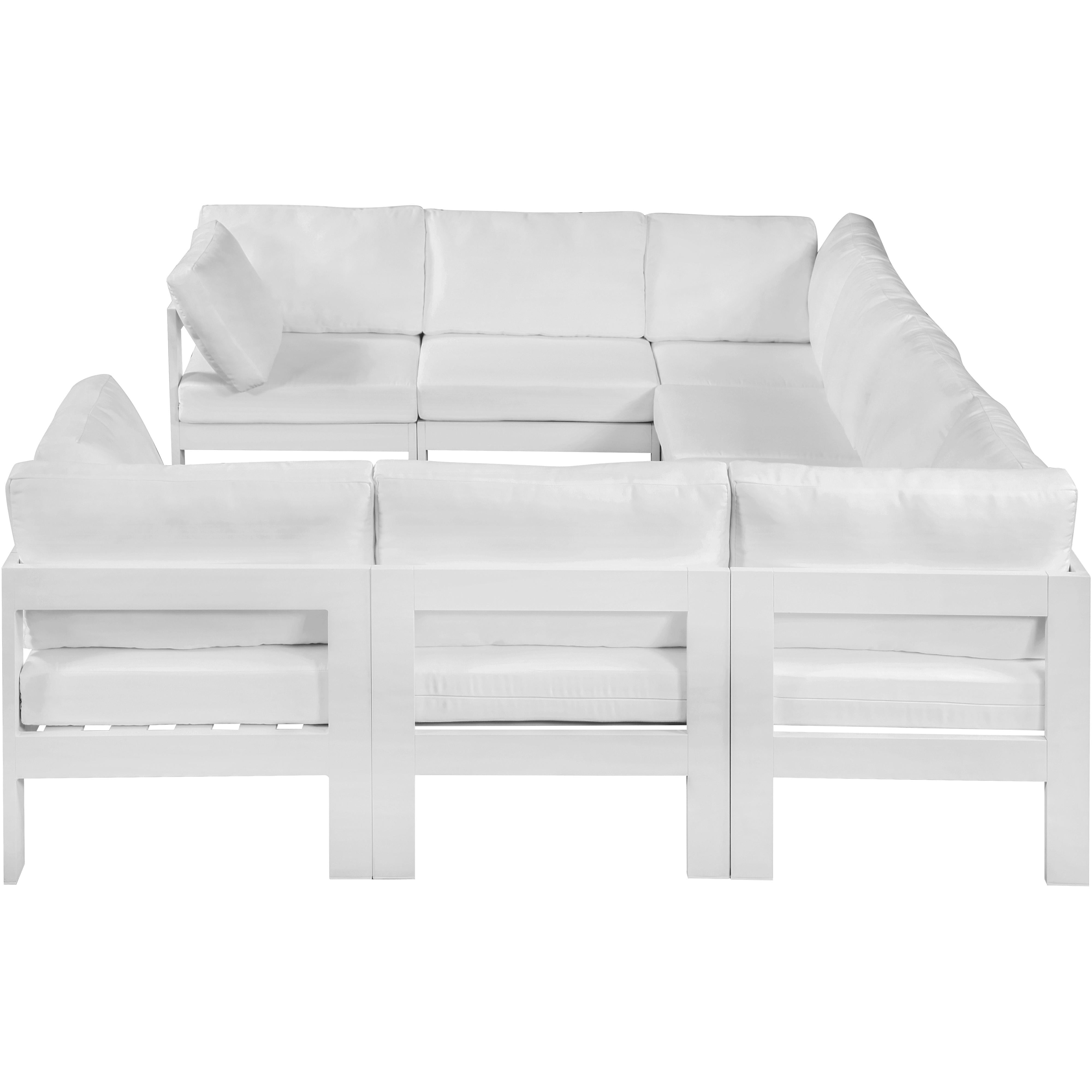 Meridian Nizuc White Water Resistant Fabric Outdoor Patio Modular Sectional