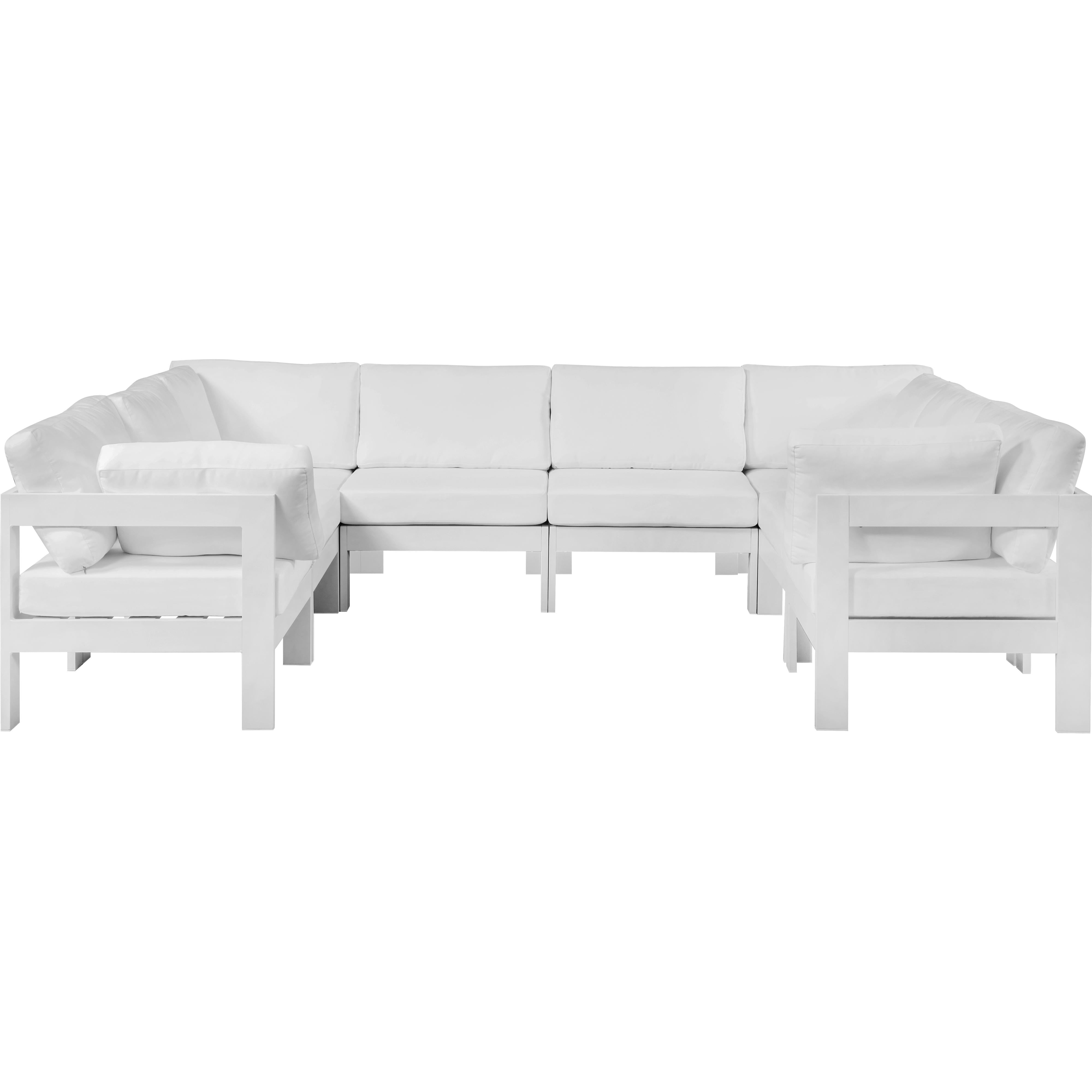 Meridian Nizuc White Water Resistant Fabric Outdoor Patio Modular Sectional