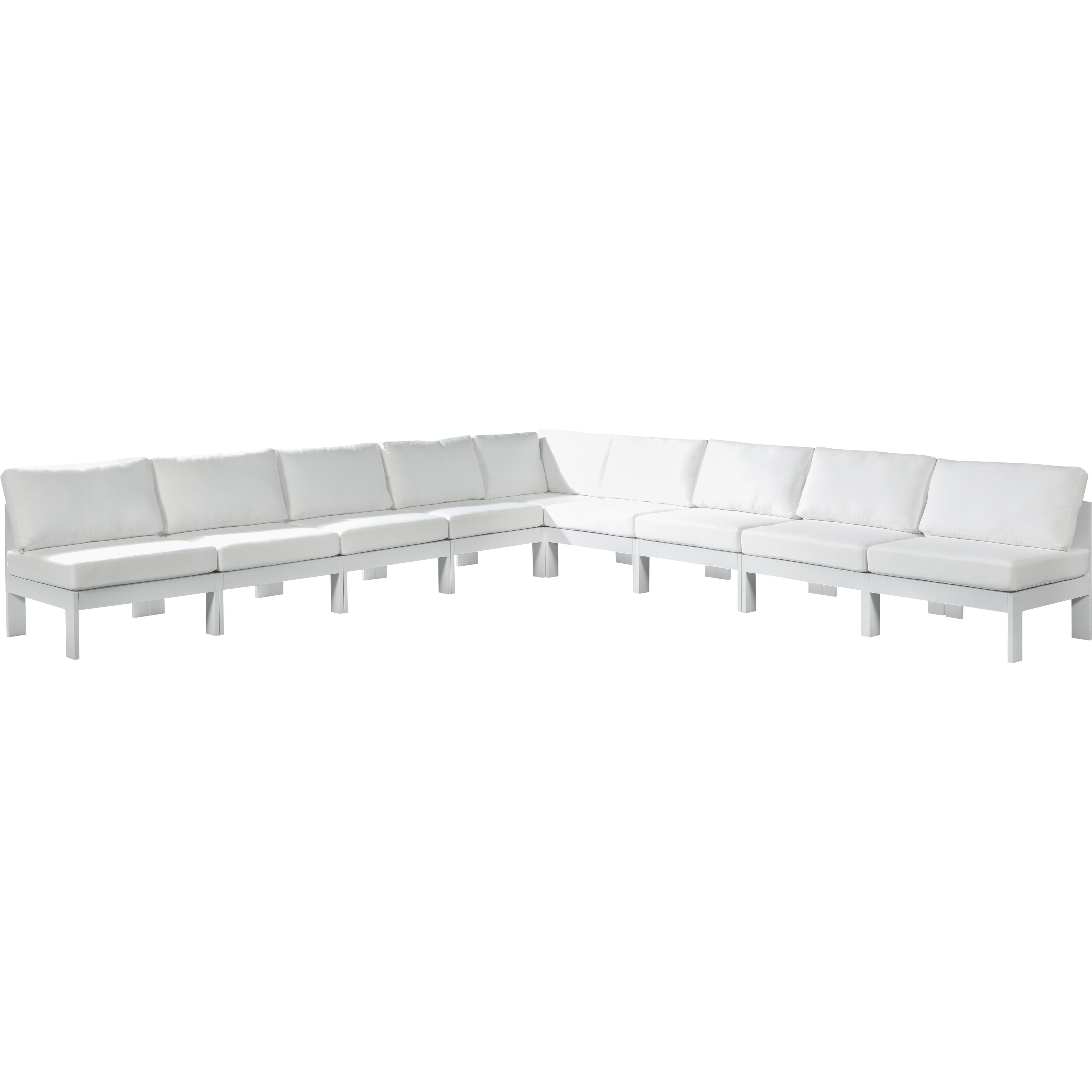 Meridian Nizuc White Water Resistant Fabric Outdoor Patio Modular Sectional