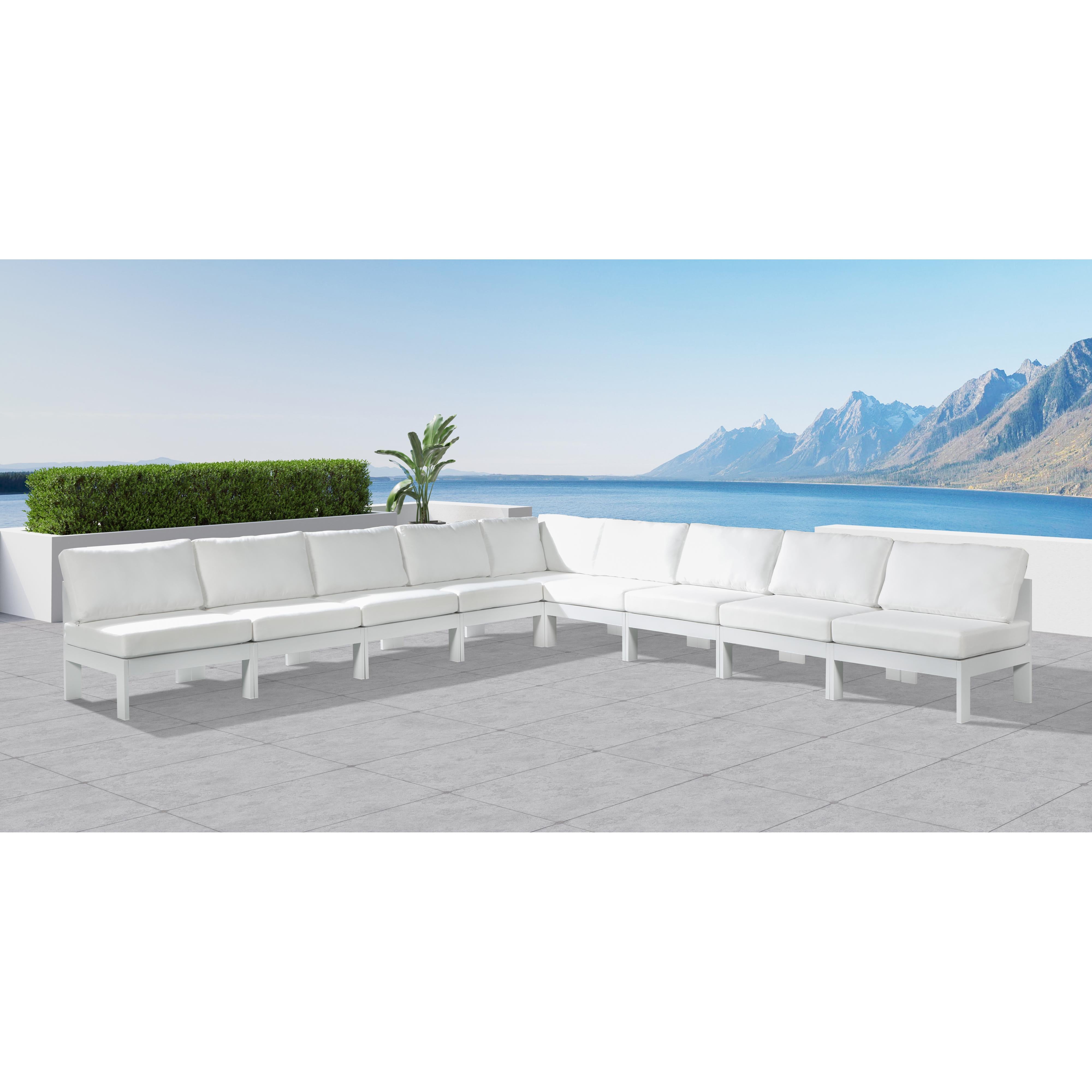 Meridian Nizuc White Water Resistant Fabric Outdoor Patio Modular Sectional