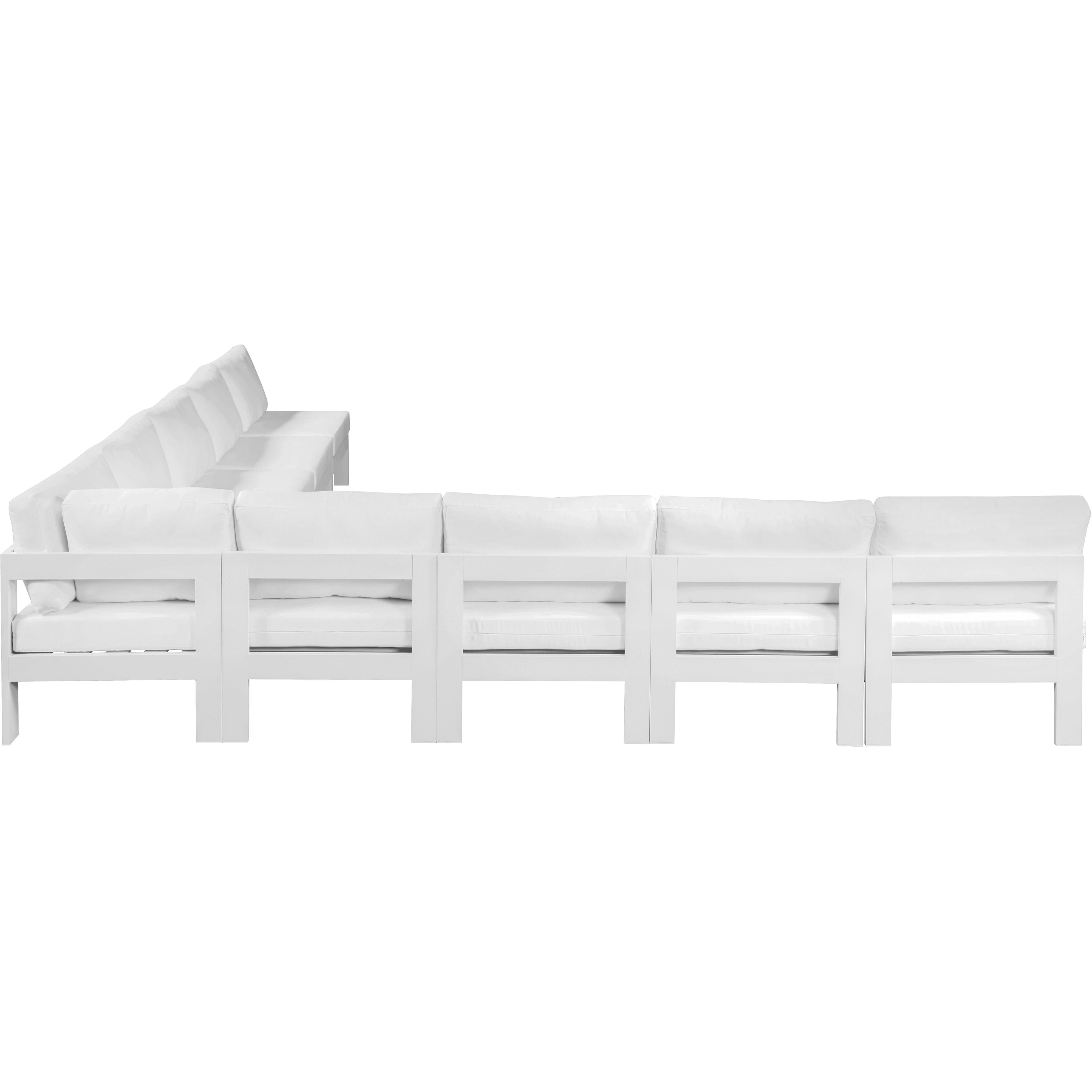 Meridian Nizuc White Water Resistant Fabric Outdoor Patio Modular Sectional