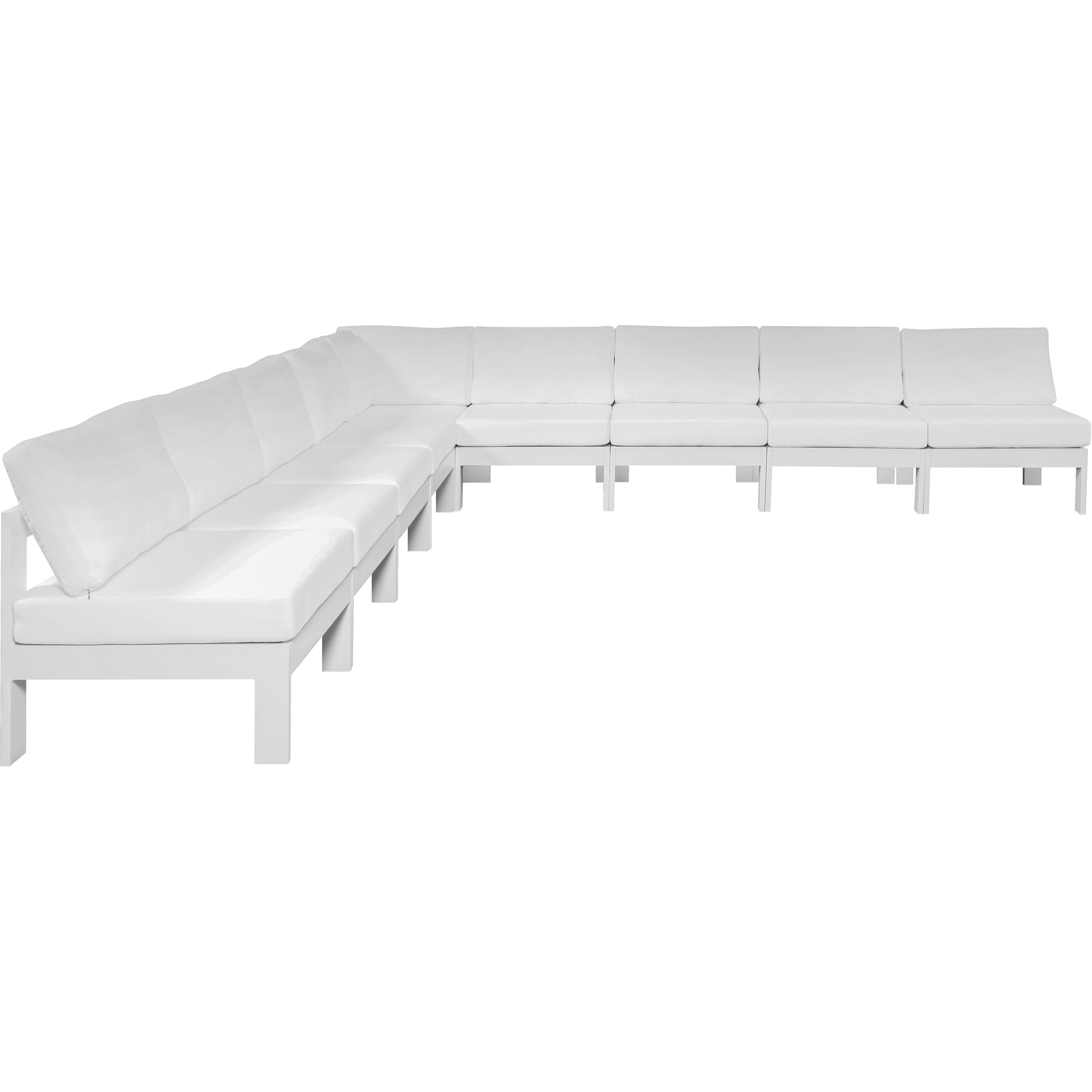 Meridian Nizuc White Water Resistant Fabric Outdoor Patio Modular Sectional