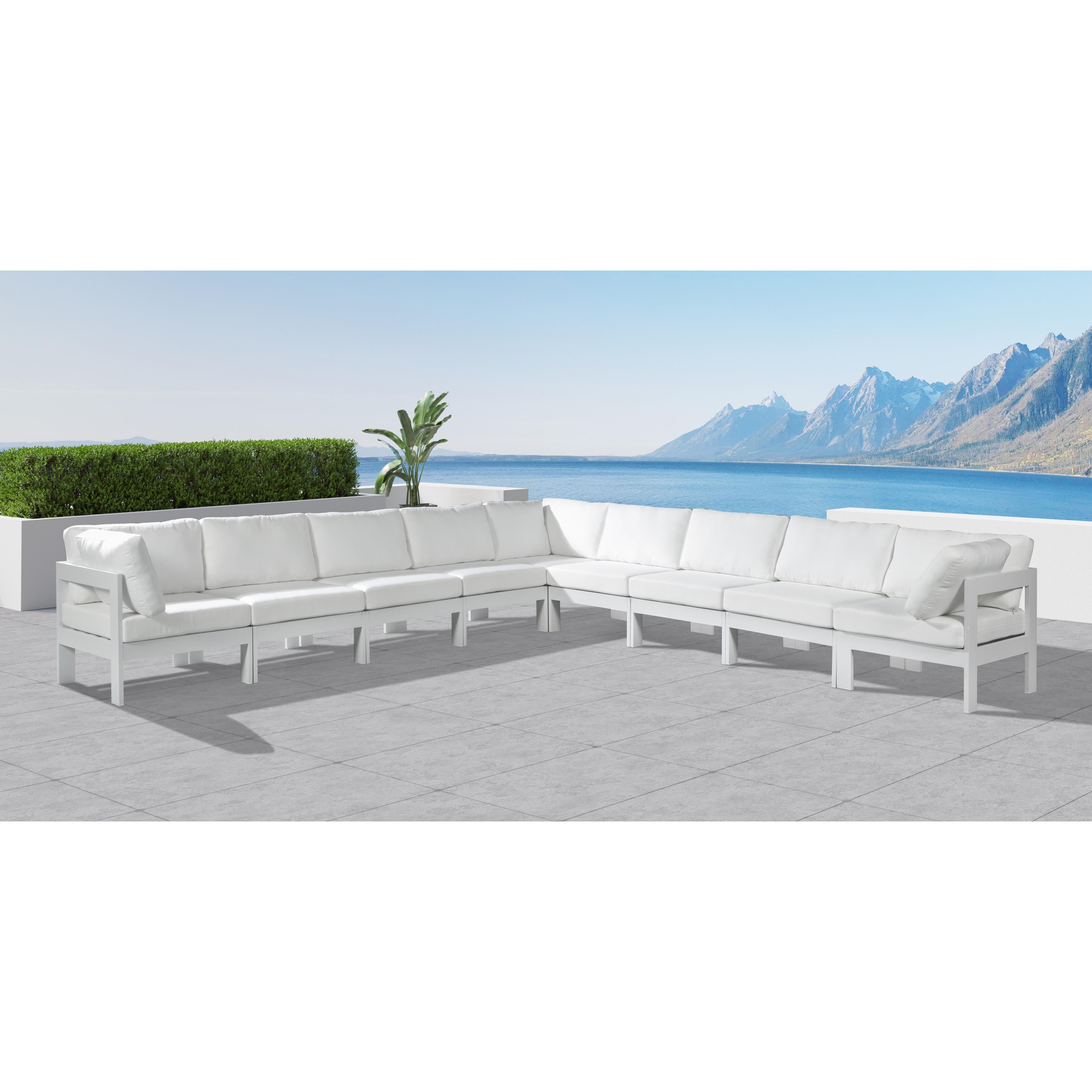 Meridian Nizuc White Water Resistant Fabric Outdoor Patio Modular Sectional
