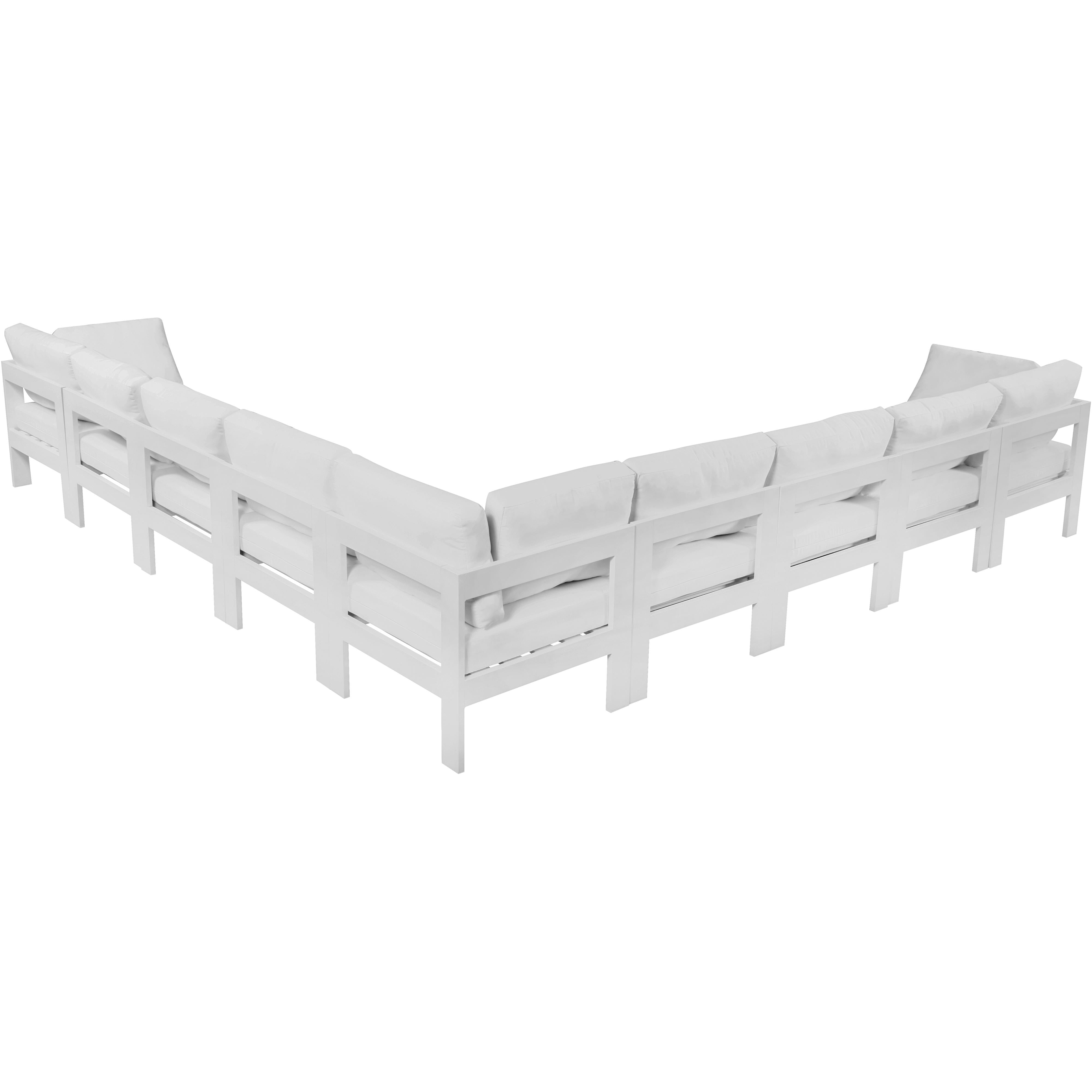 Meridian Nizuc White Water Resistant Fabric Outdoor Patio Modular Sectional