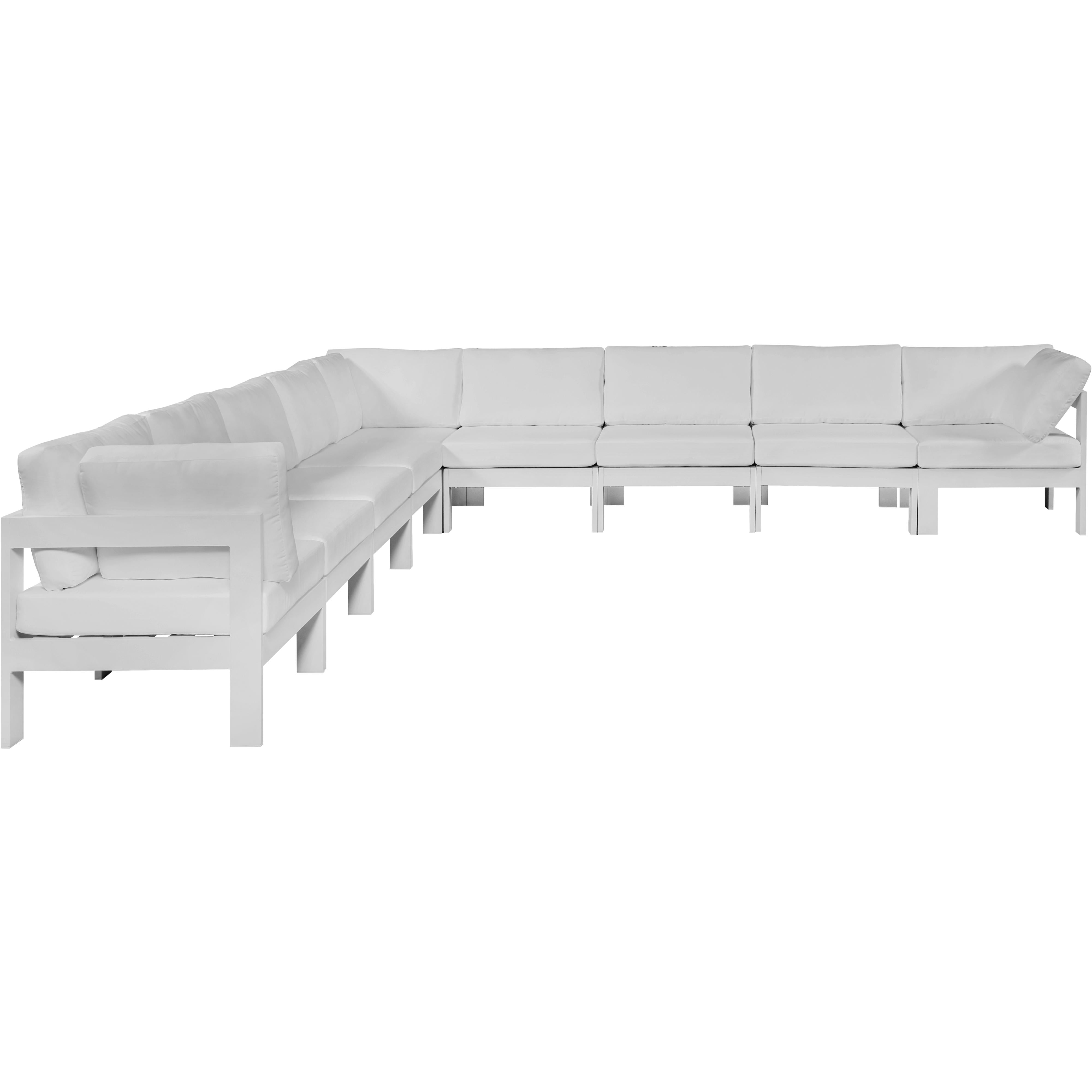 Meridian Nizuc White Water Resistant Fabric Outdoor Patio Modular Sectional