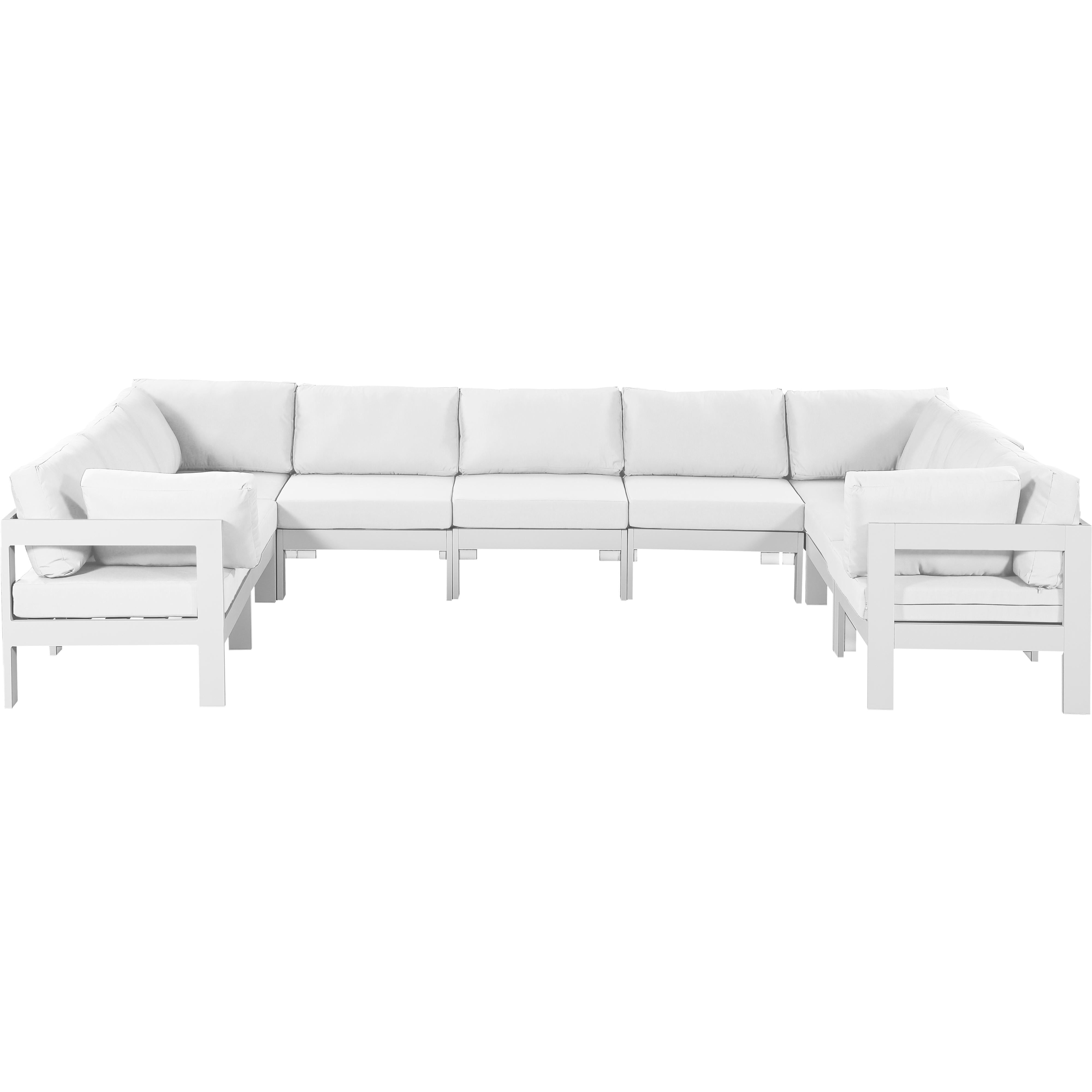 Meridian Nizuc White Water Resistant Fabric Outdoor Patio Modular Sectional