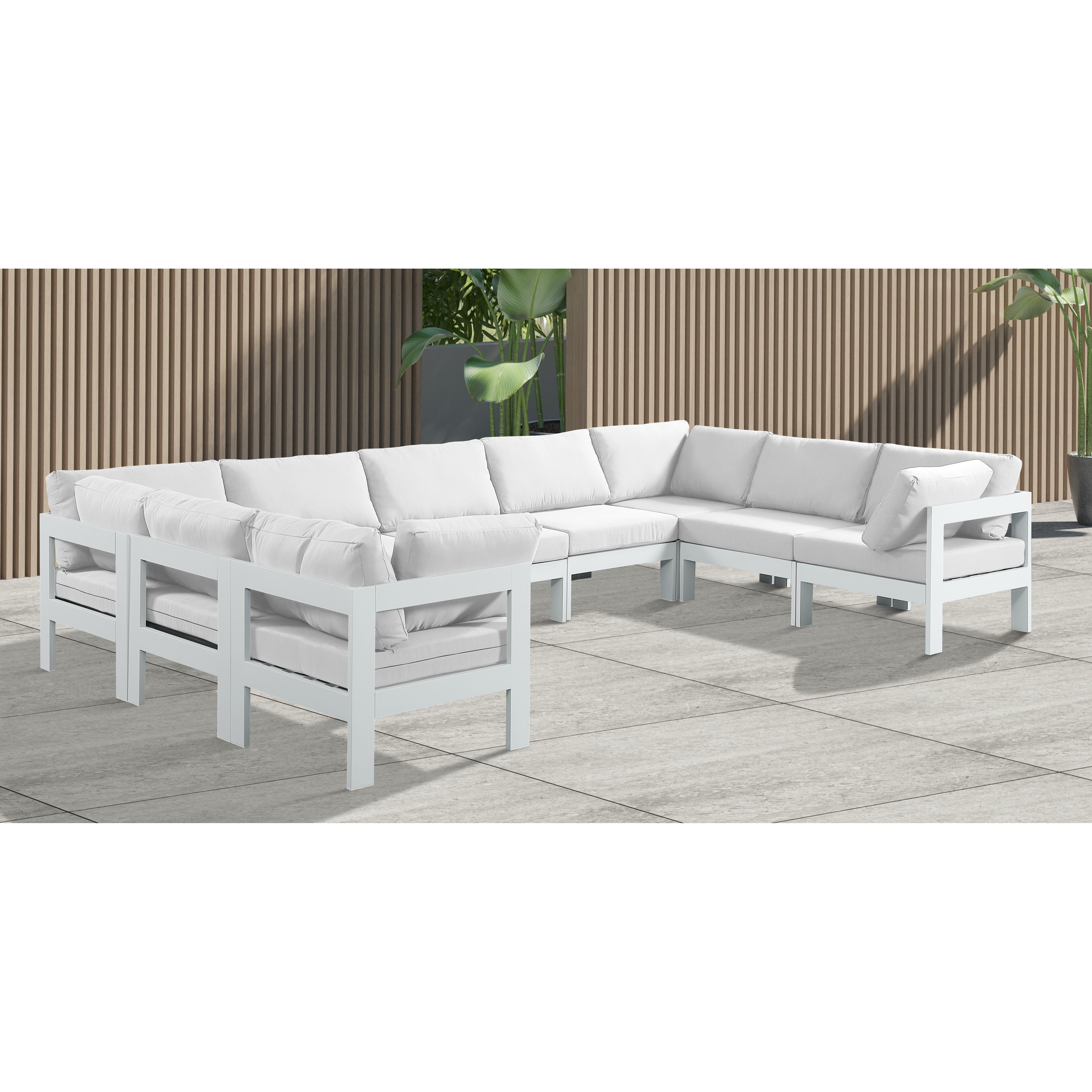 Meridian Nizuc White Water Resistant Fabric Outdoor Patio Modular Sectional