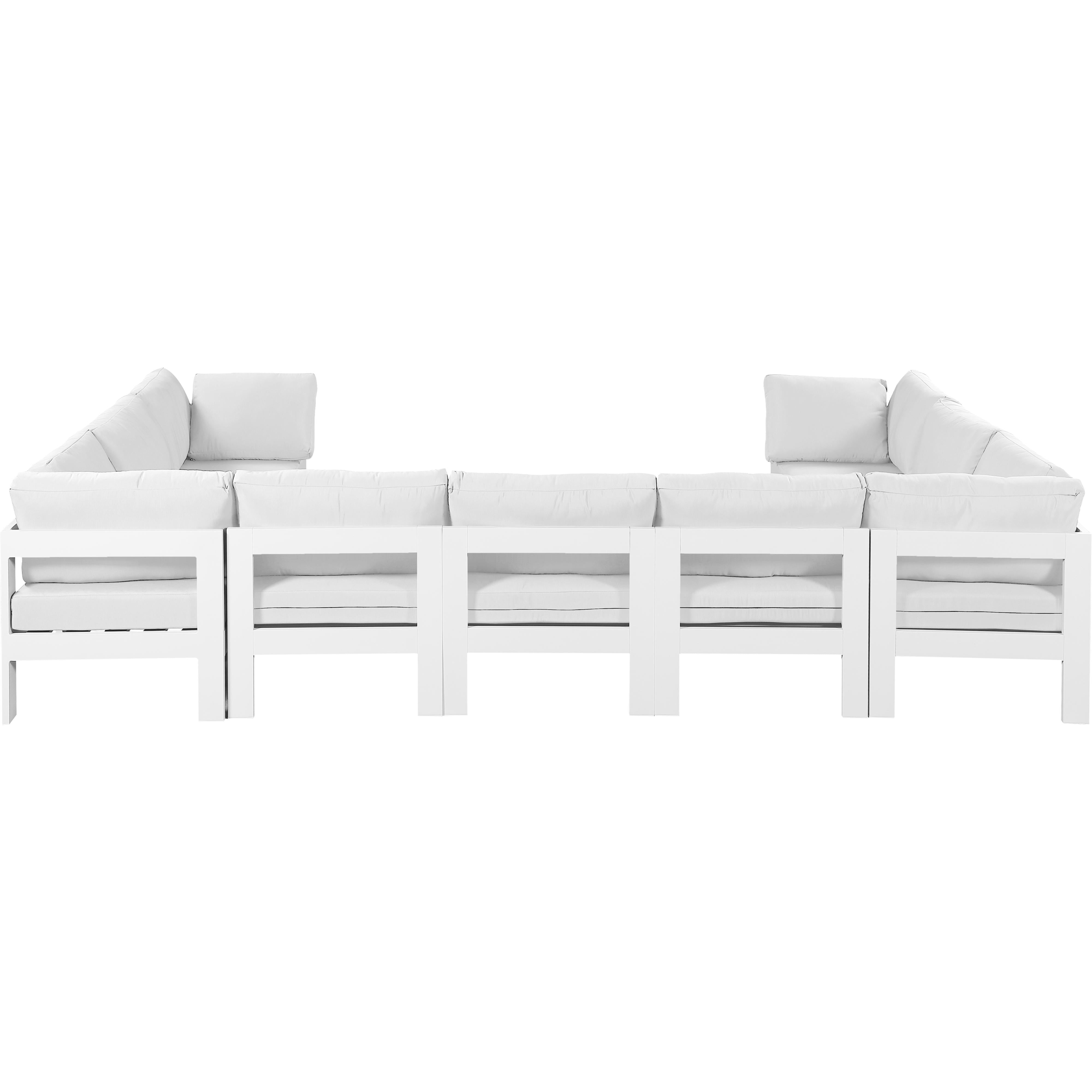 Meridian Nizuc White Water Resistant Fabric Outdoor Patio Modular Sectional