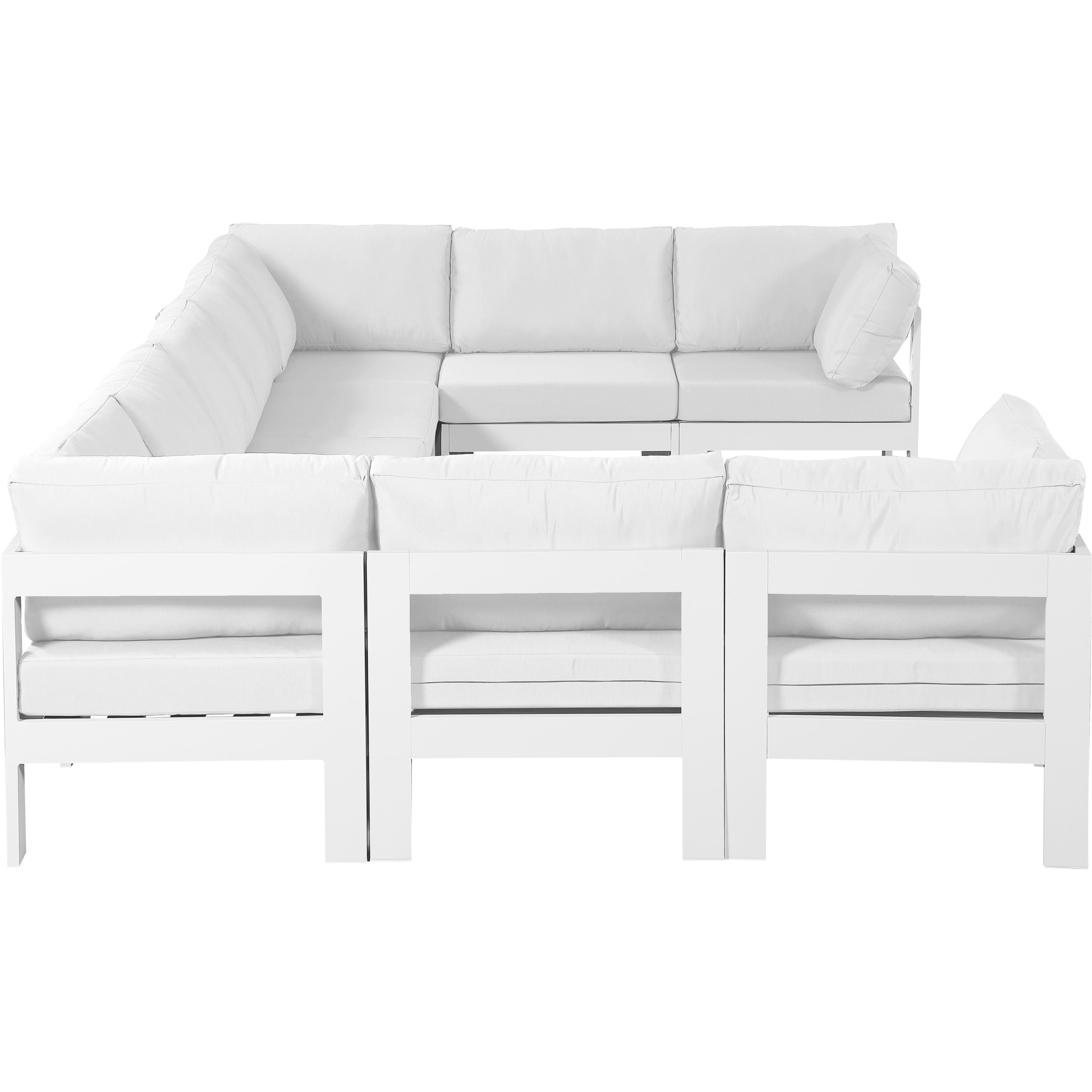 Meridian Nizuc White Water Resistant Fabric Outdoor Patio Modular Sectional