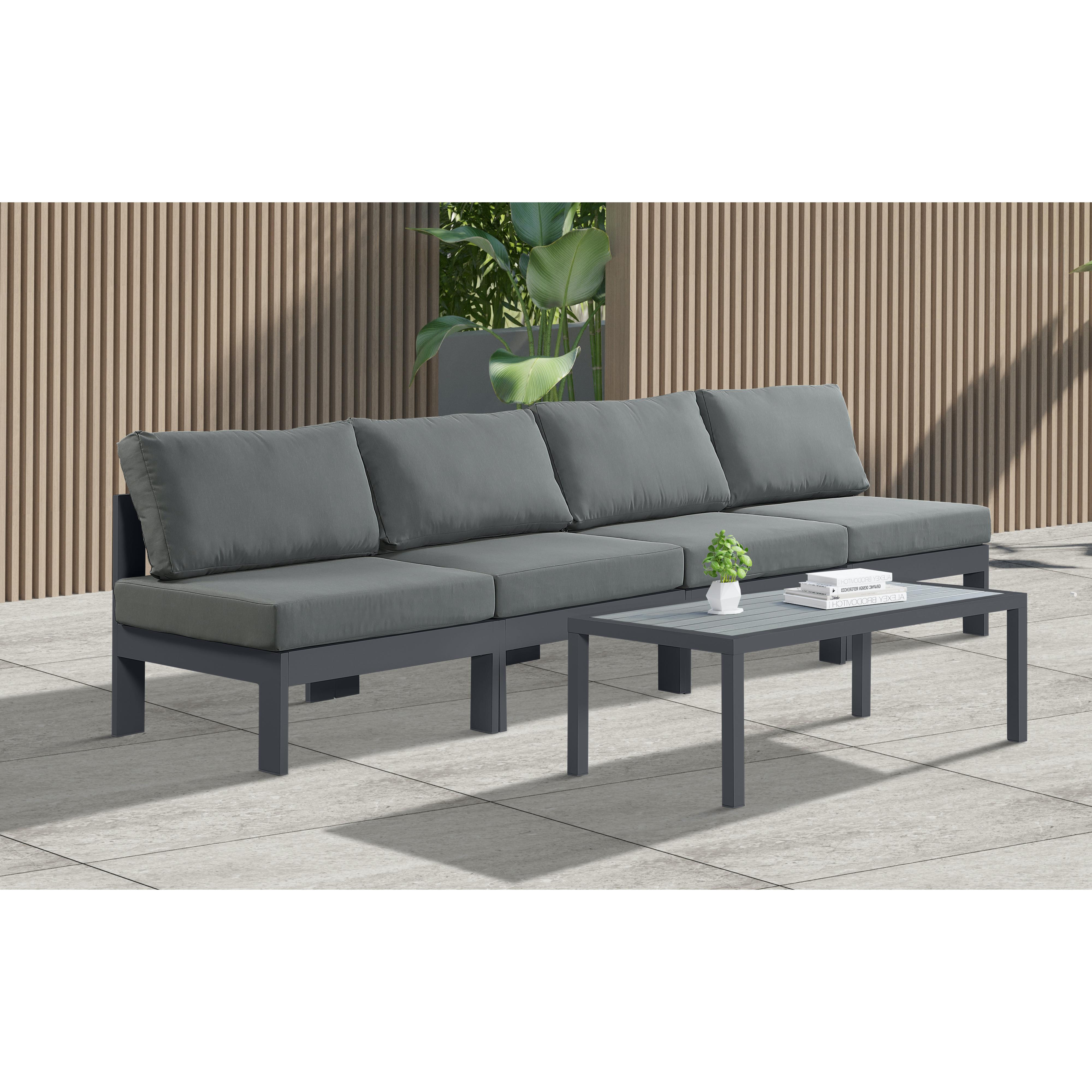 Meridian Nizuc Grey Water Resistant Fabric Outdoor Patio Modular Sofa