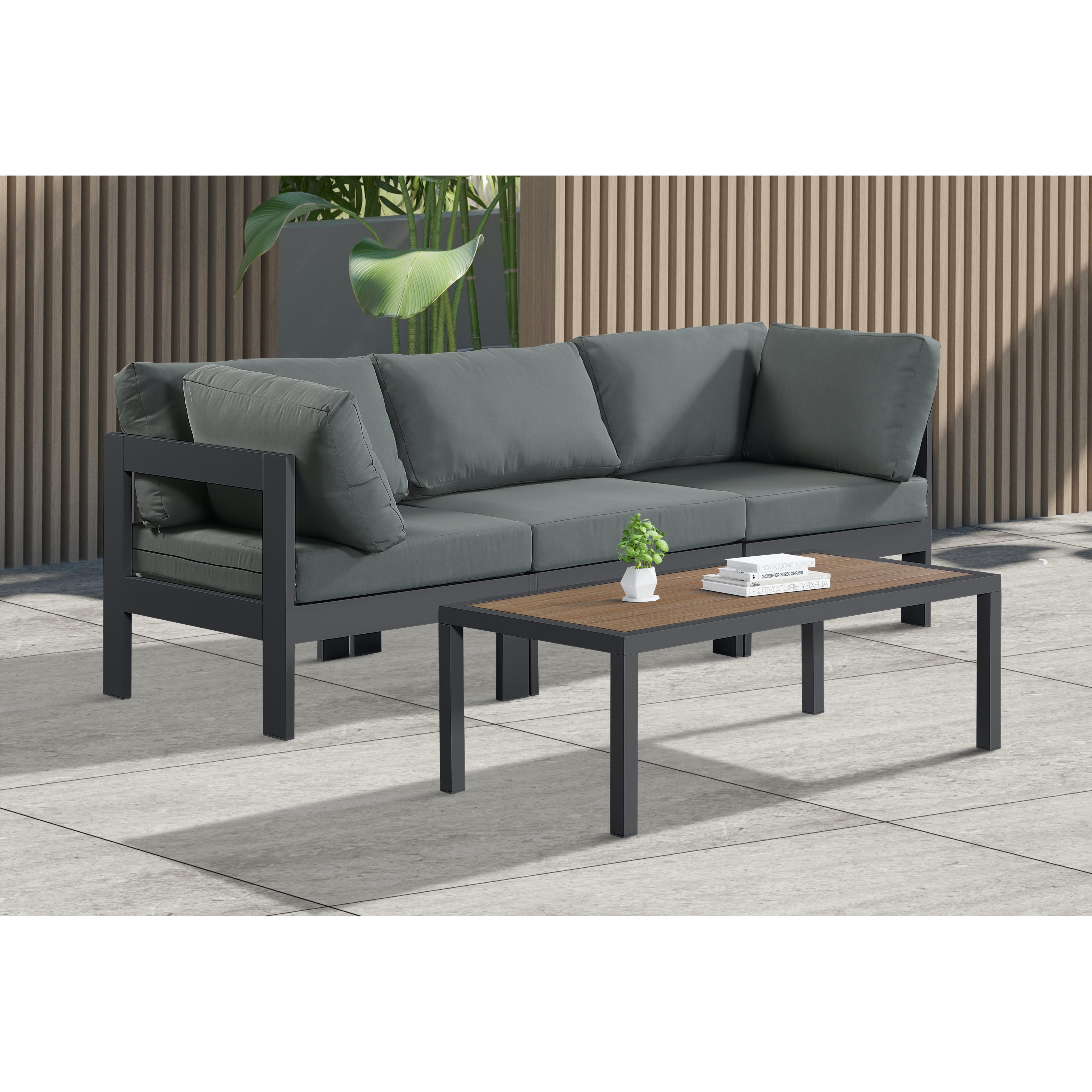Meridian Nizuc Grey Water Resistant Fabric Outdoor Patio Modular Sofa