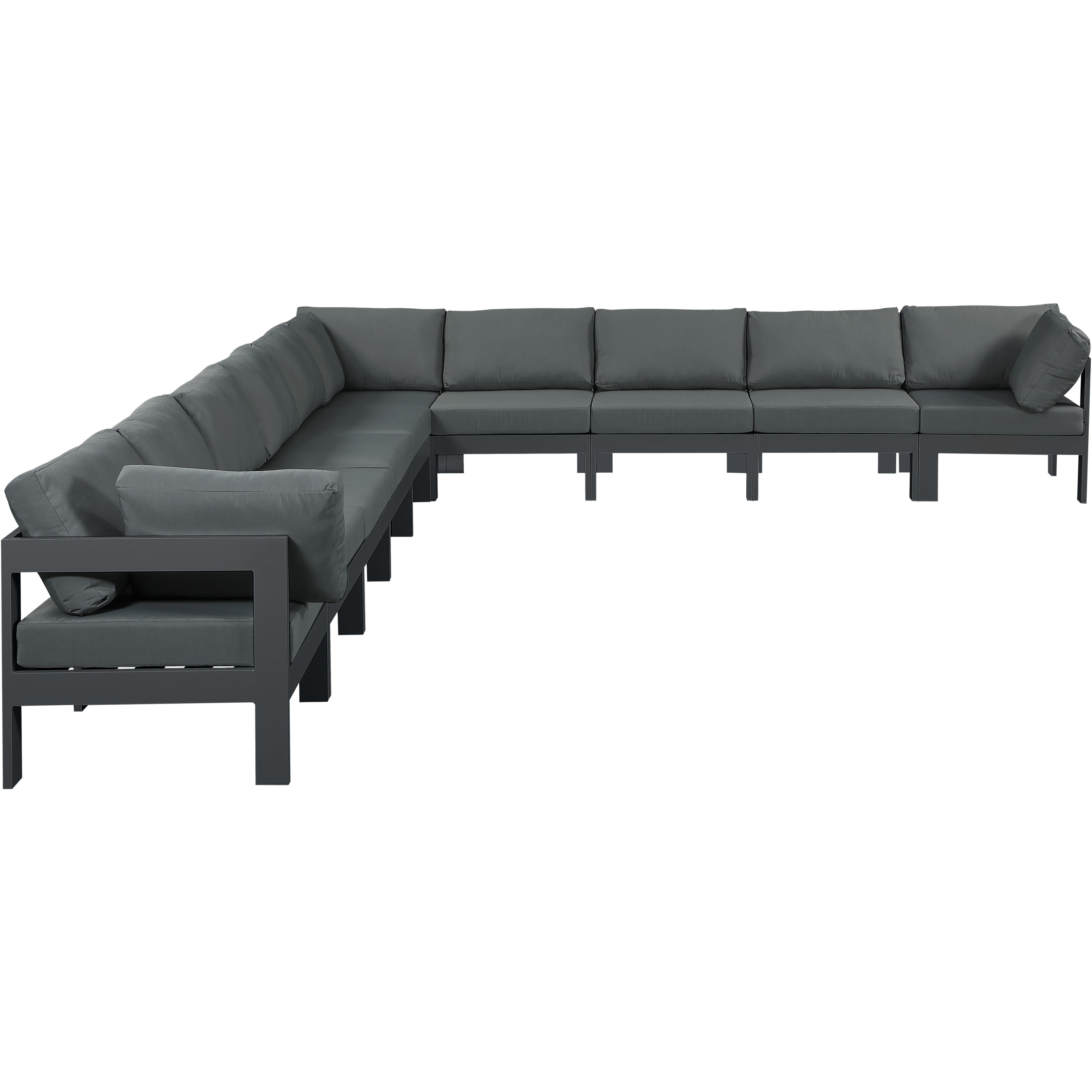 Meridian Nizuc Grey Water Resistant Fabric Outdoor Patio Modular Sectional