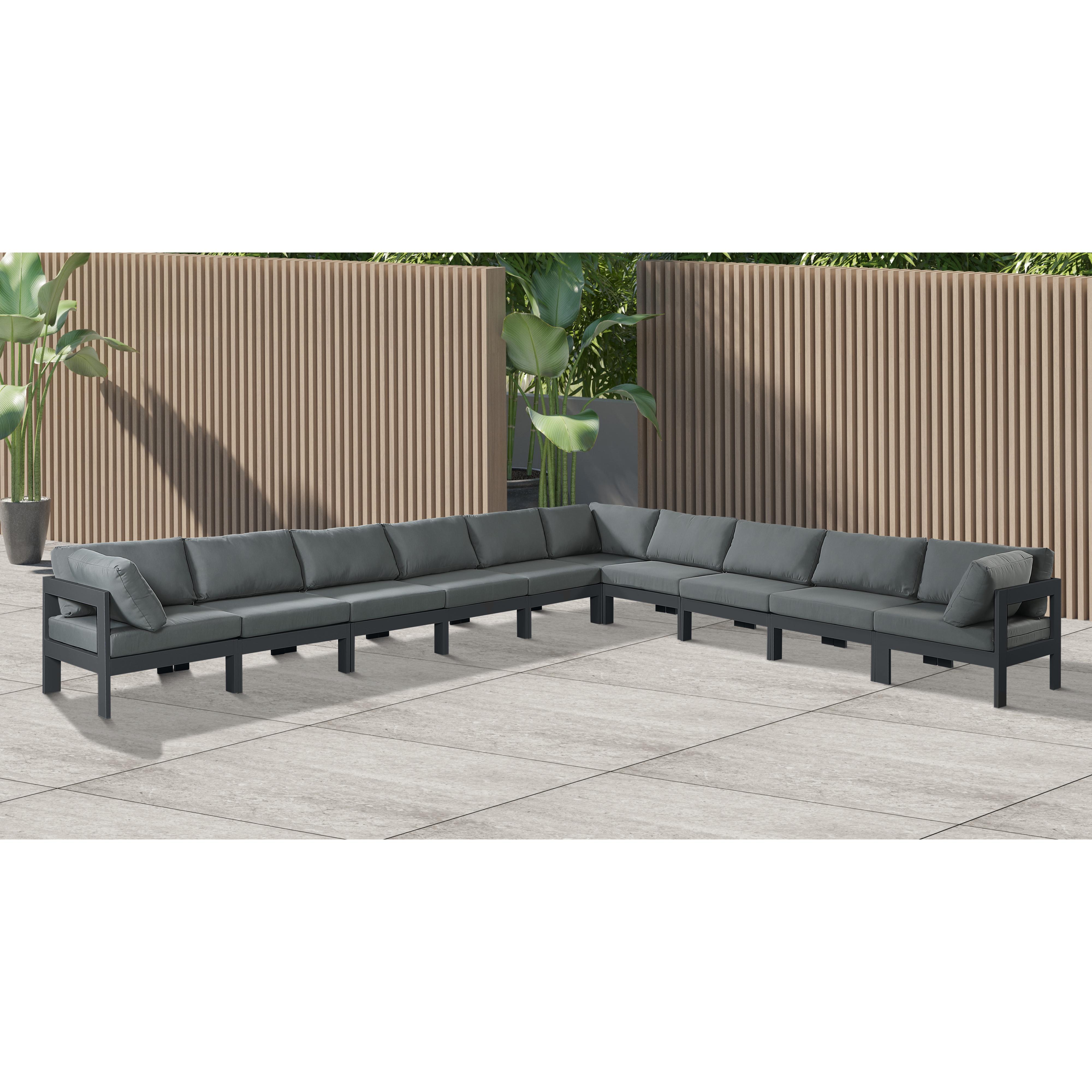 Meridian Nizuc Grey Water Resistant Fabric Outdoor Patio Modular Sectional