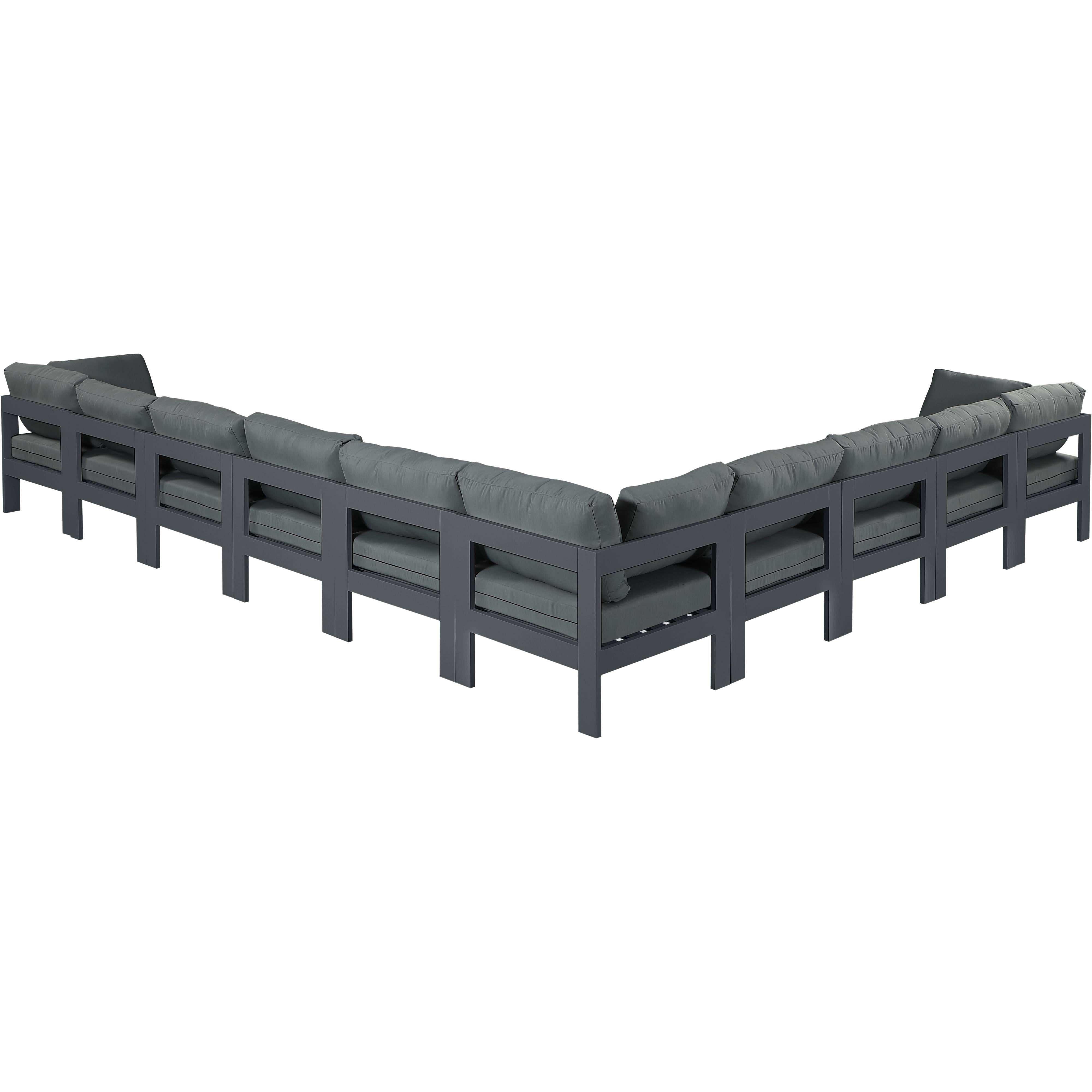 Meridian Nizuc Grey Water Resistant Fabric Outdoor Patio Modular Sectional