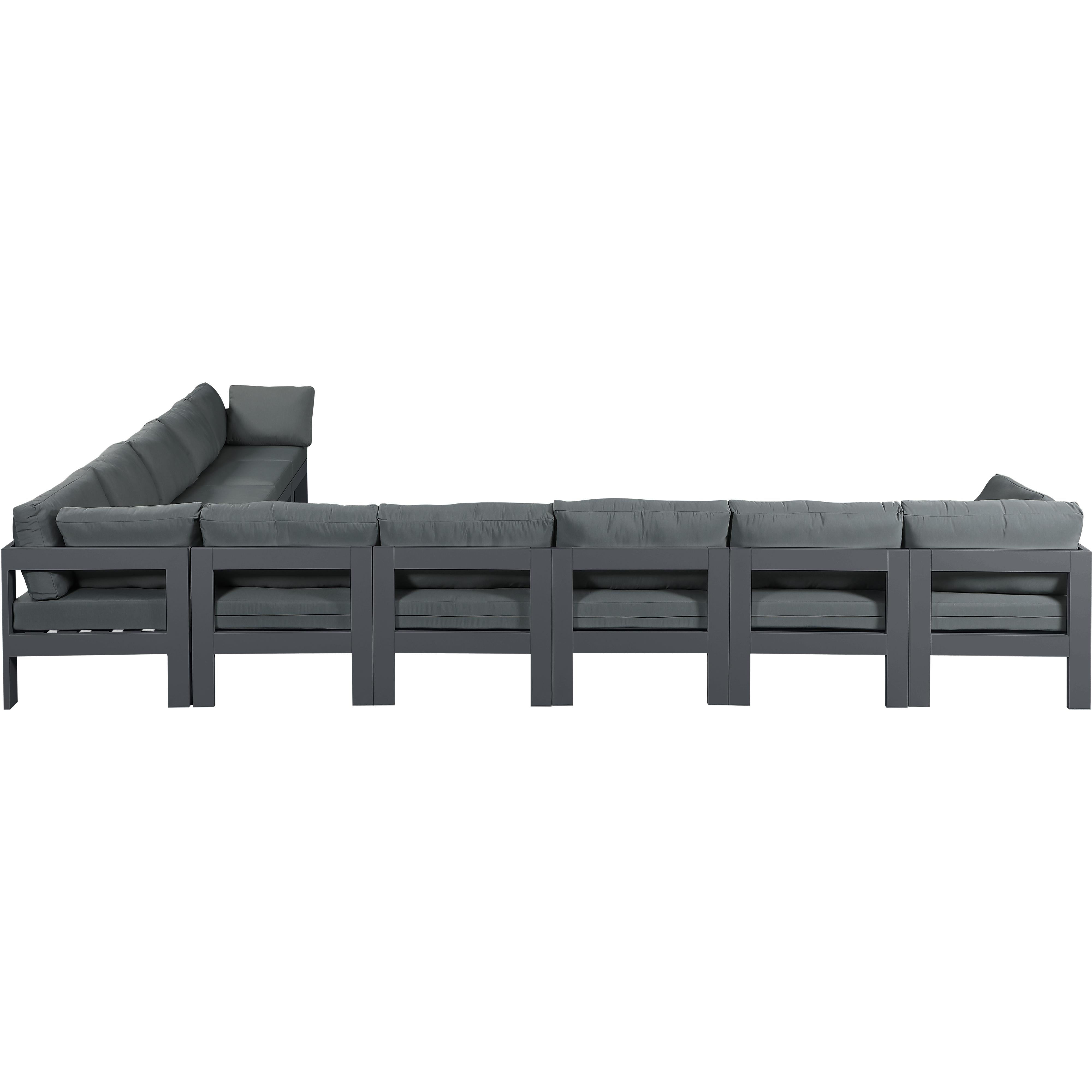 Meridian Nizuc Grey Water Resistant Fabric Outdoor Patio Modular Sectional