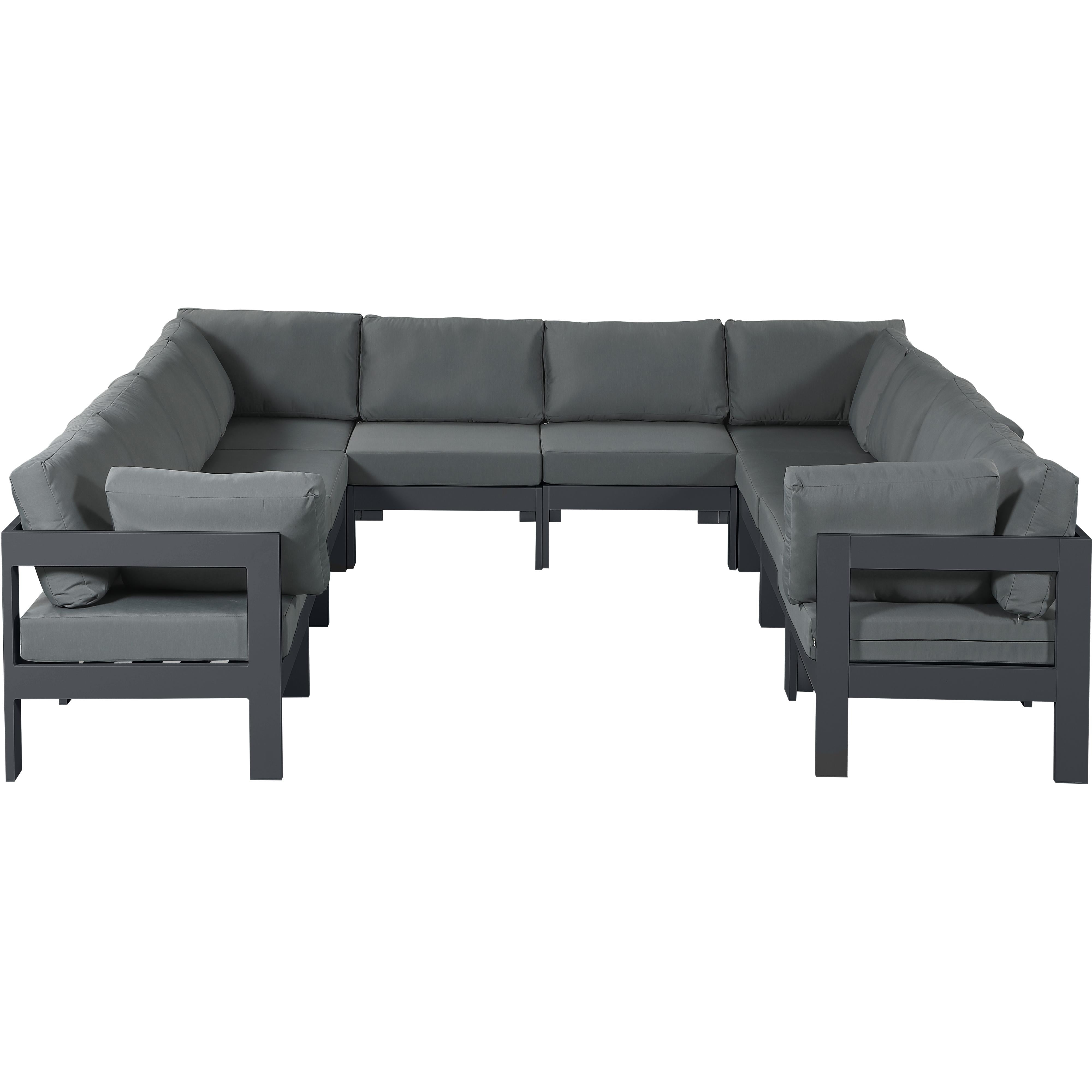Meridian Nizuc Grey Water Resistant Fabric Outdoor Patio Modular Sectional