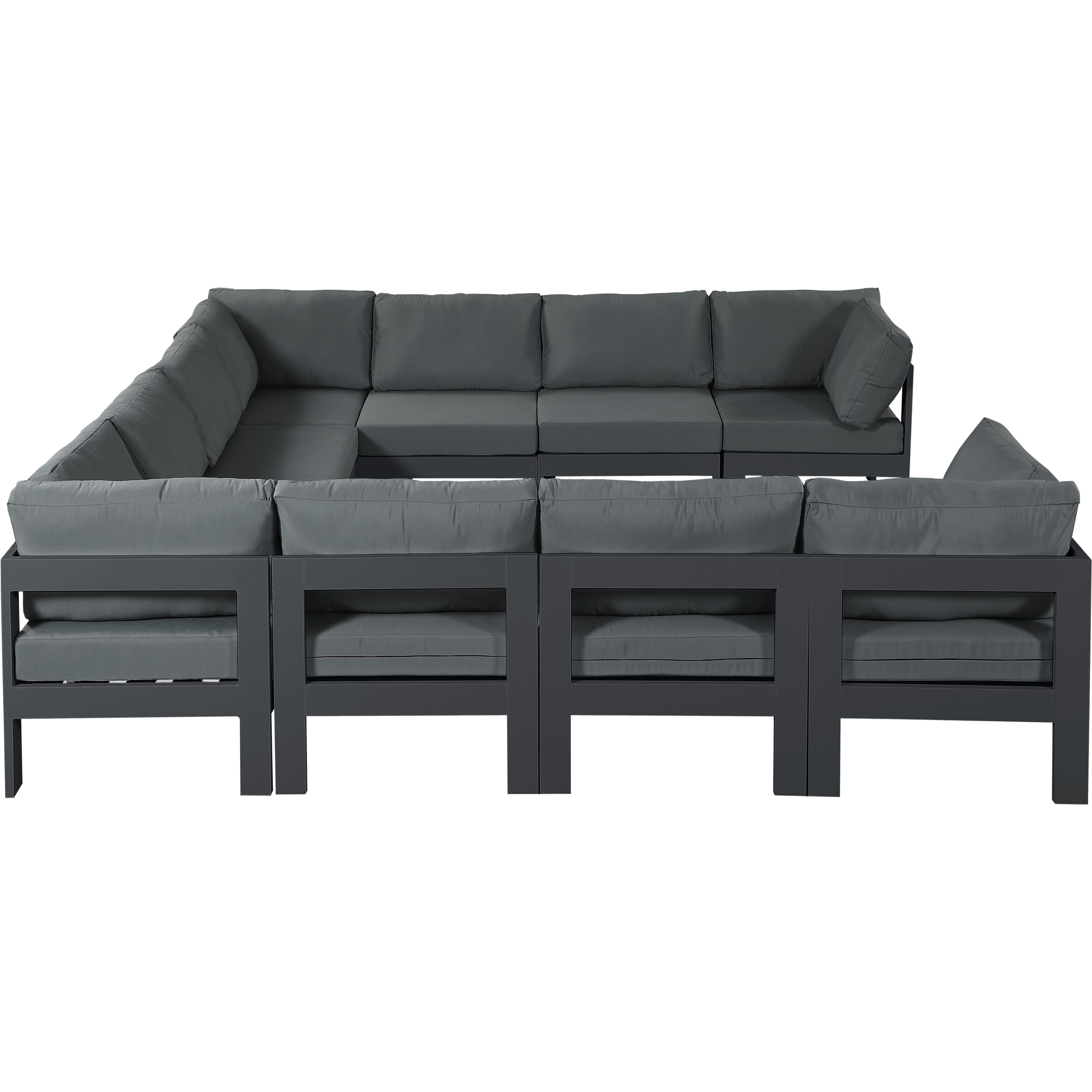 Meridian Nizuc Grey Water Resistant Fabric Outdoor Patio Modular Sectional