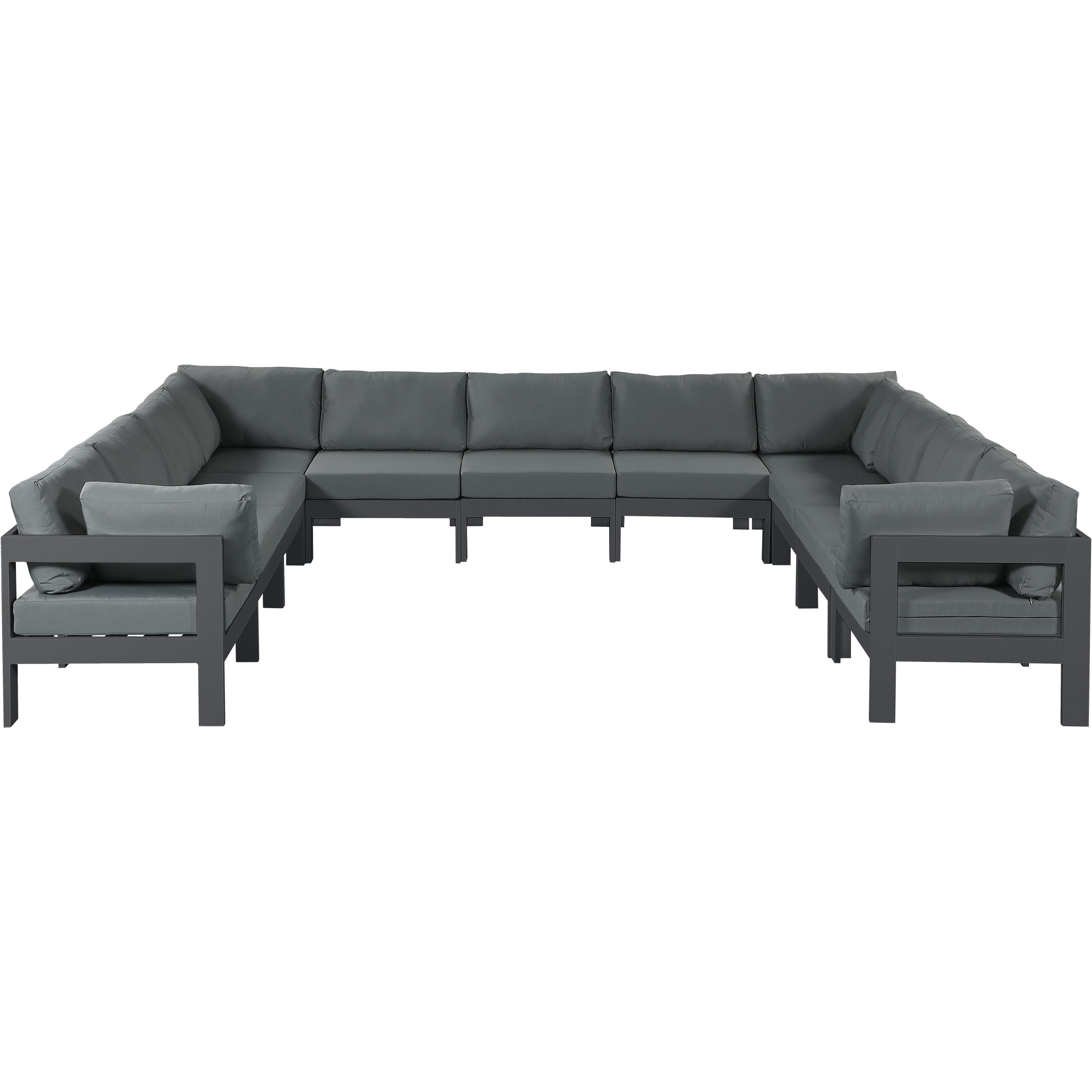 Meridian Nizuc Grey Water Resistant Fabric Outdoor Patio Modular Sectional