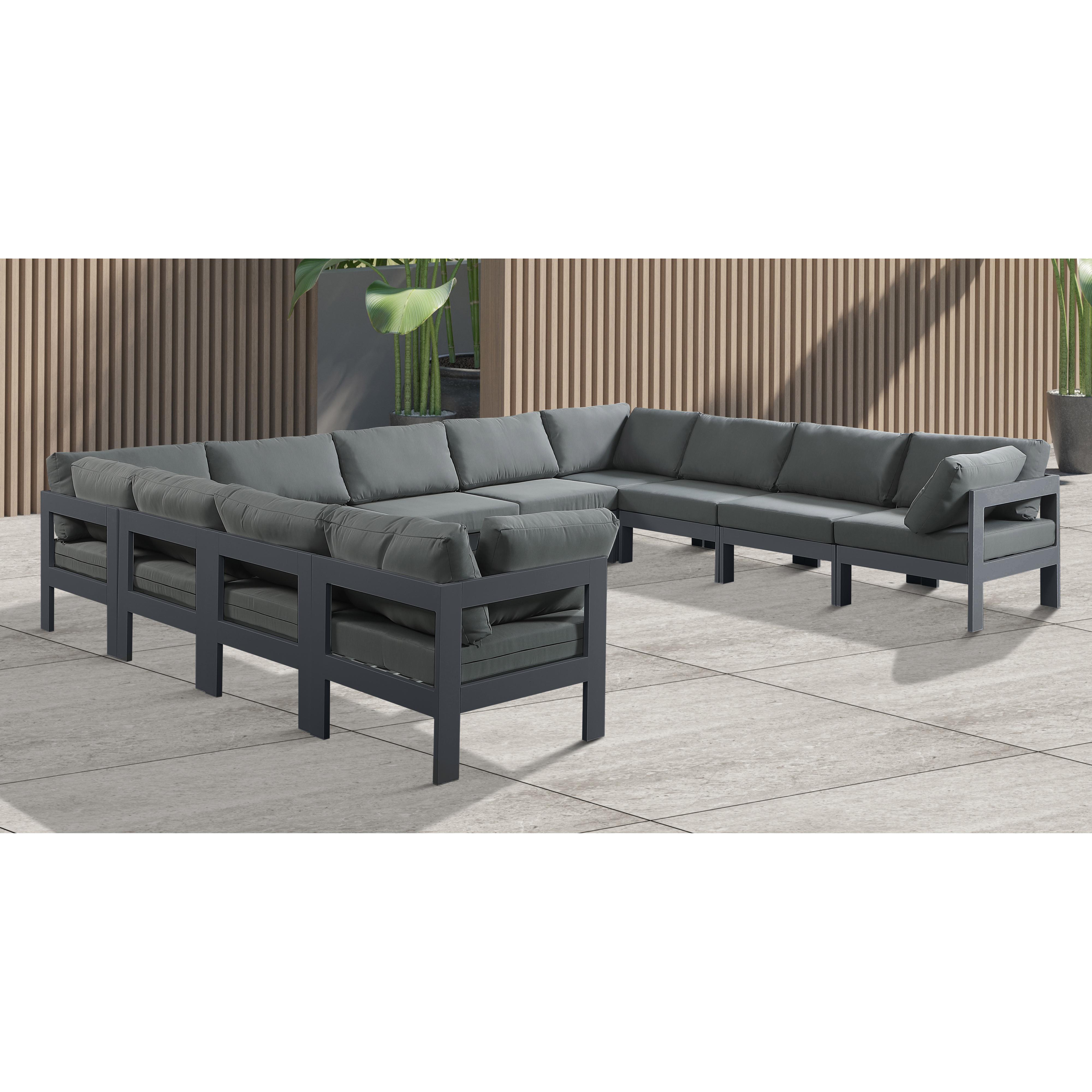 Meridian Nizuc Grey Water Resistant Fabric Outdoor Patio Modular Sectional