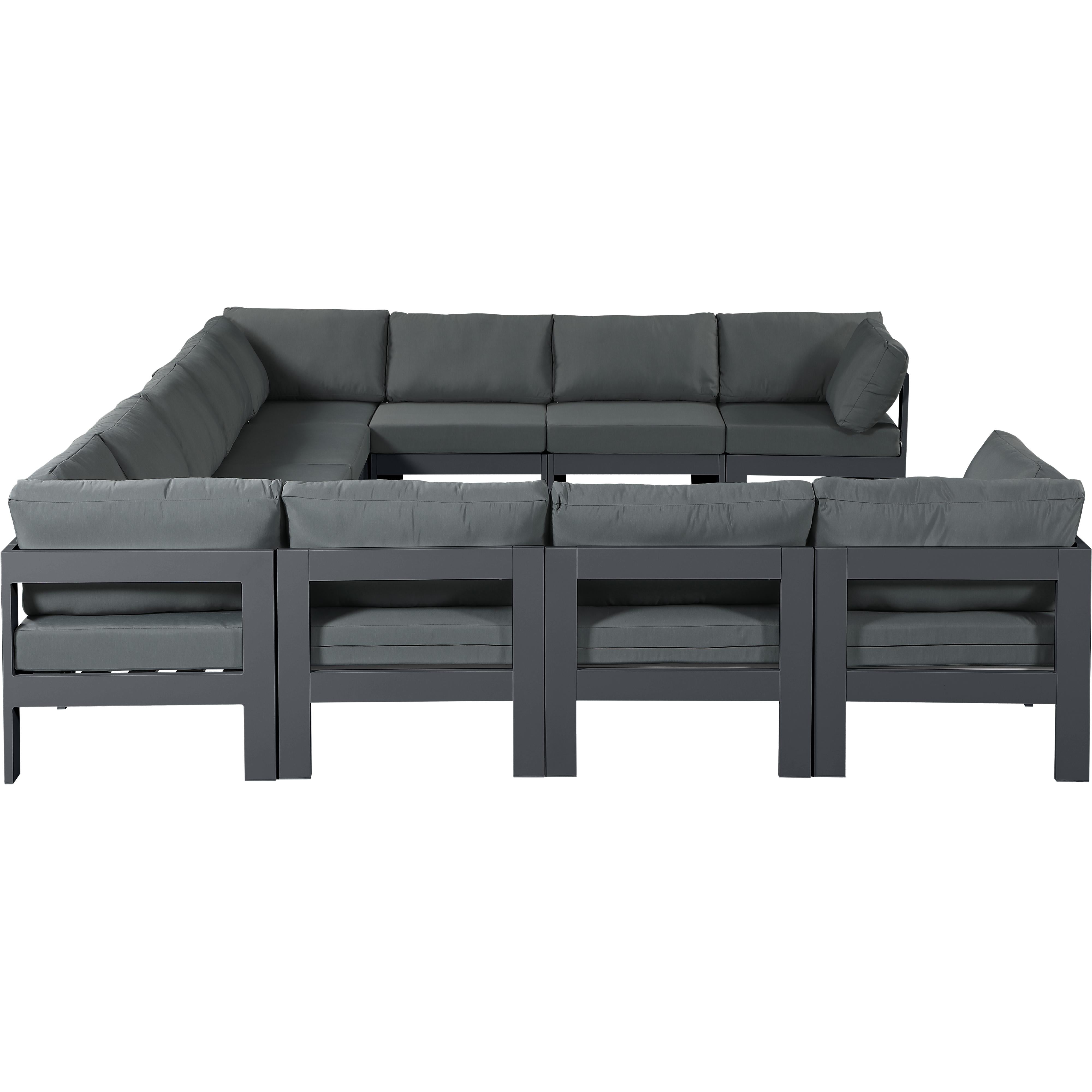 Meridian Nizuc Grey Water Resistant Fabric Outdoor Patio Modular Sectional
