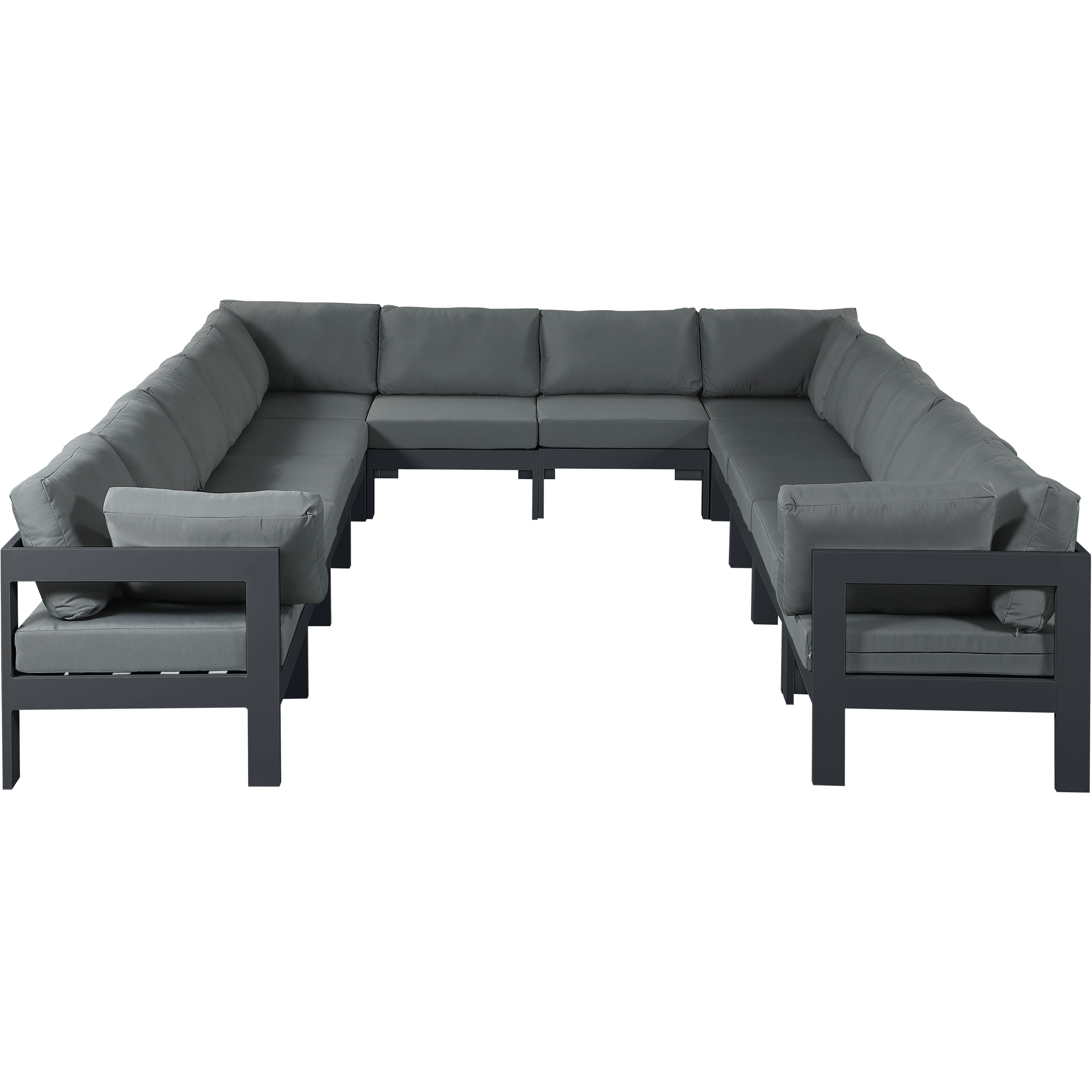 Meridian Nizuc Grey Water Resistant Fabric Outdoor Patio Modular Sectional