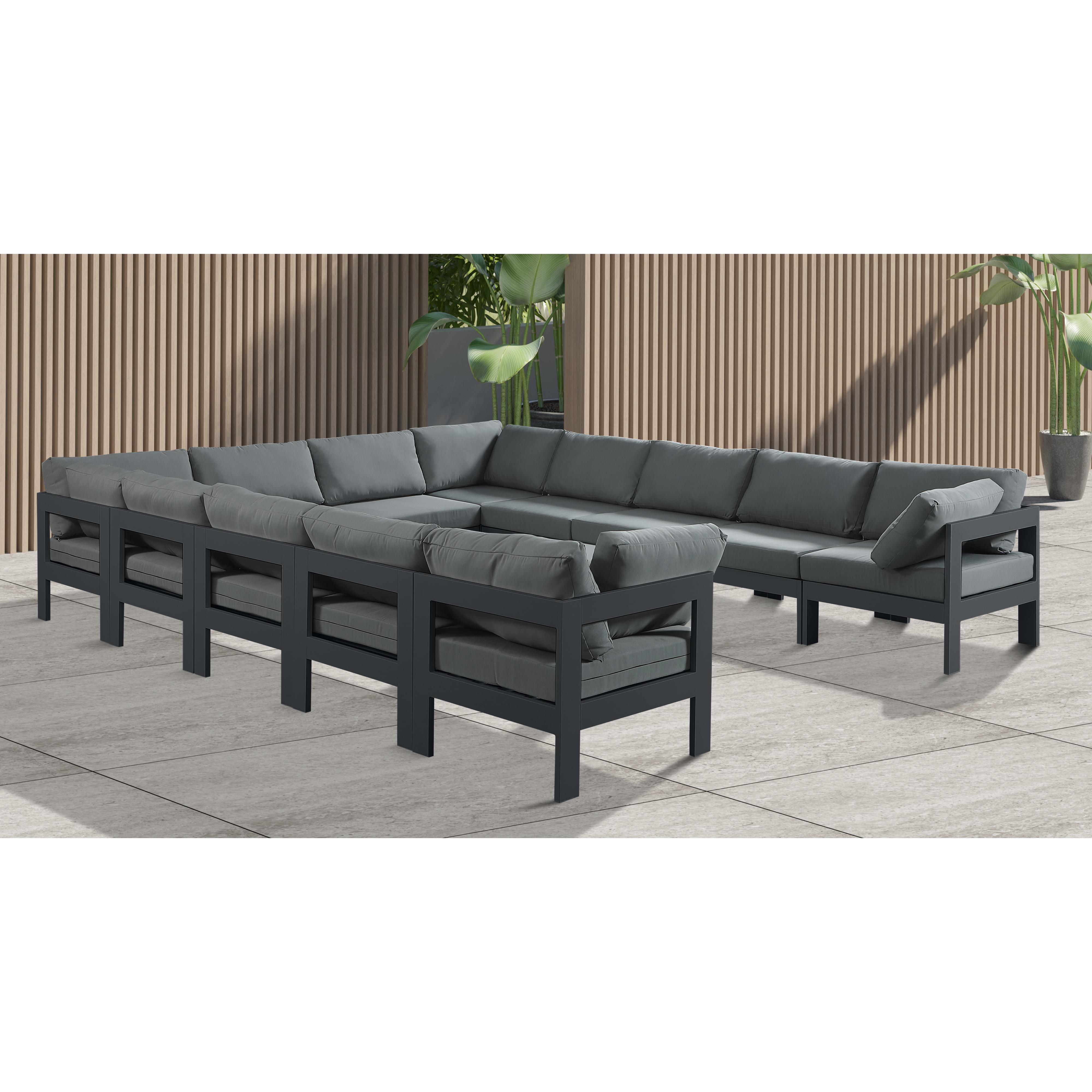 Meridian Nizuc Grey Water Resistant Fabric Outdoor Patio Modular Sectional