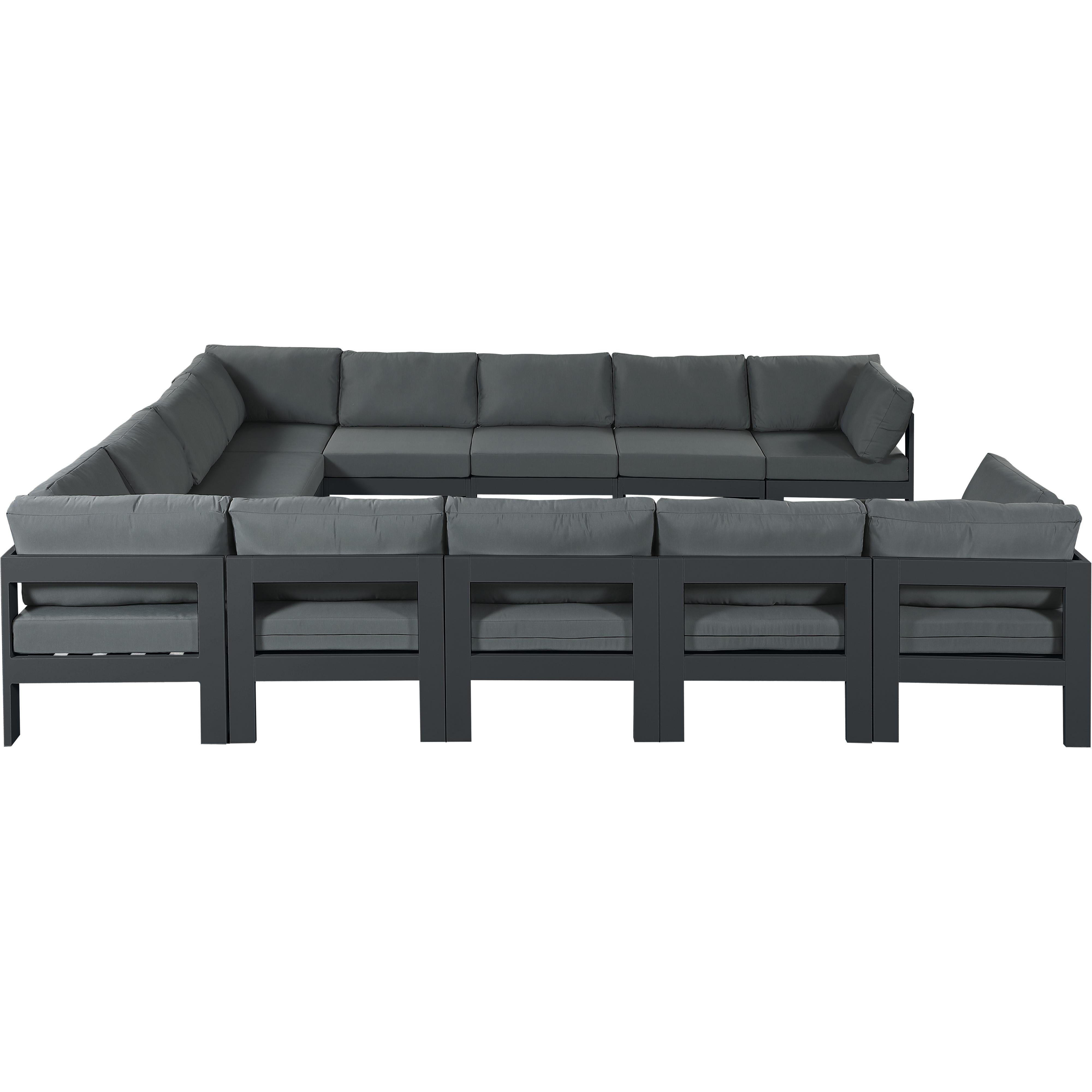 Meridian Nizuc Grey Water Resistant Fabric Outdoor Patio Modular Sectional