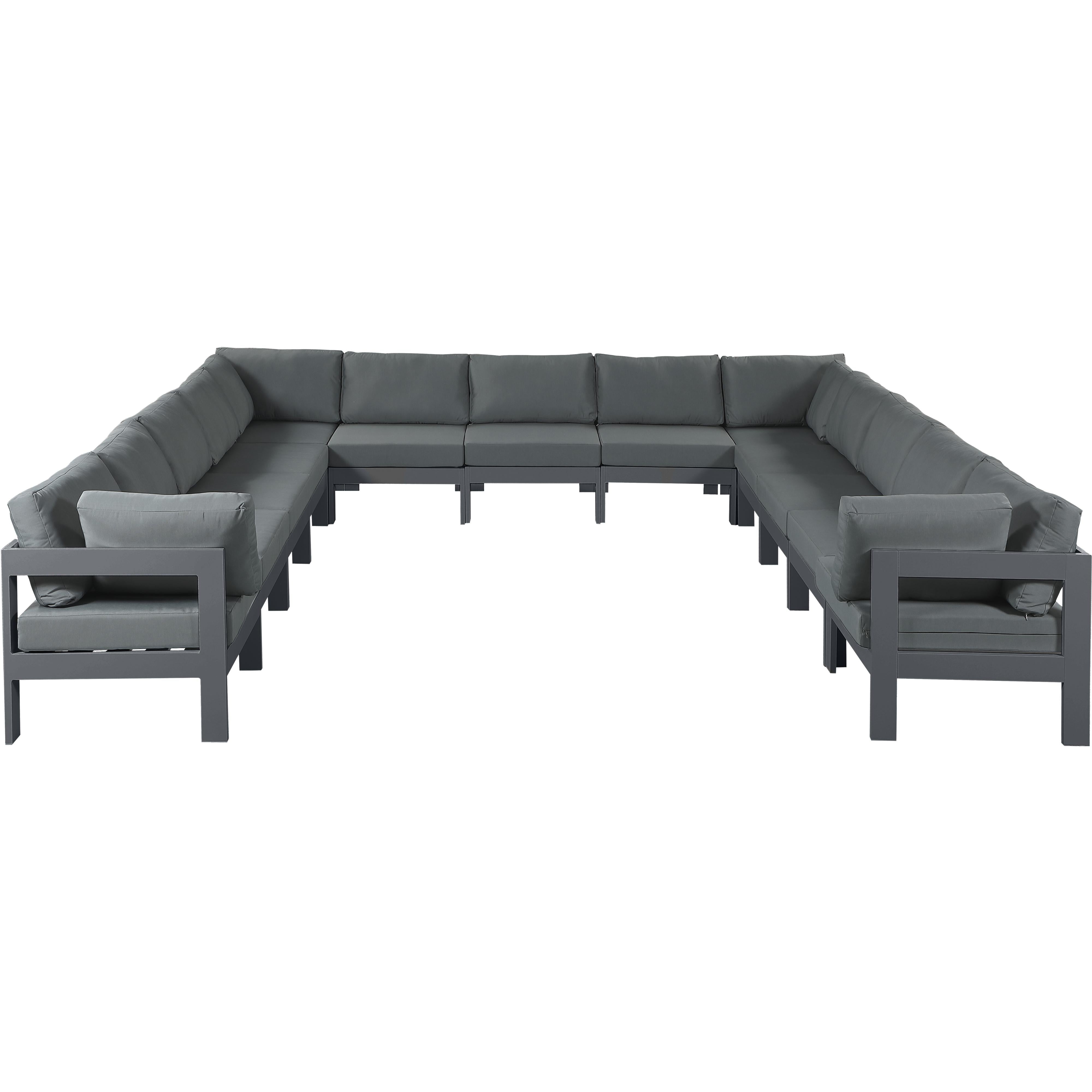 Meridian Nizuc Grey Water Resistant Fabric Outdoor Patio Modular Sectional