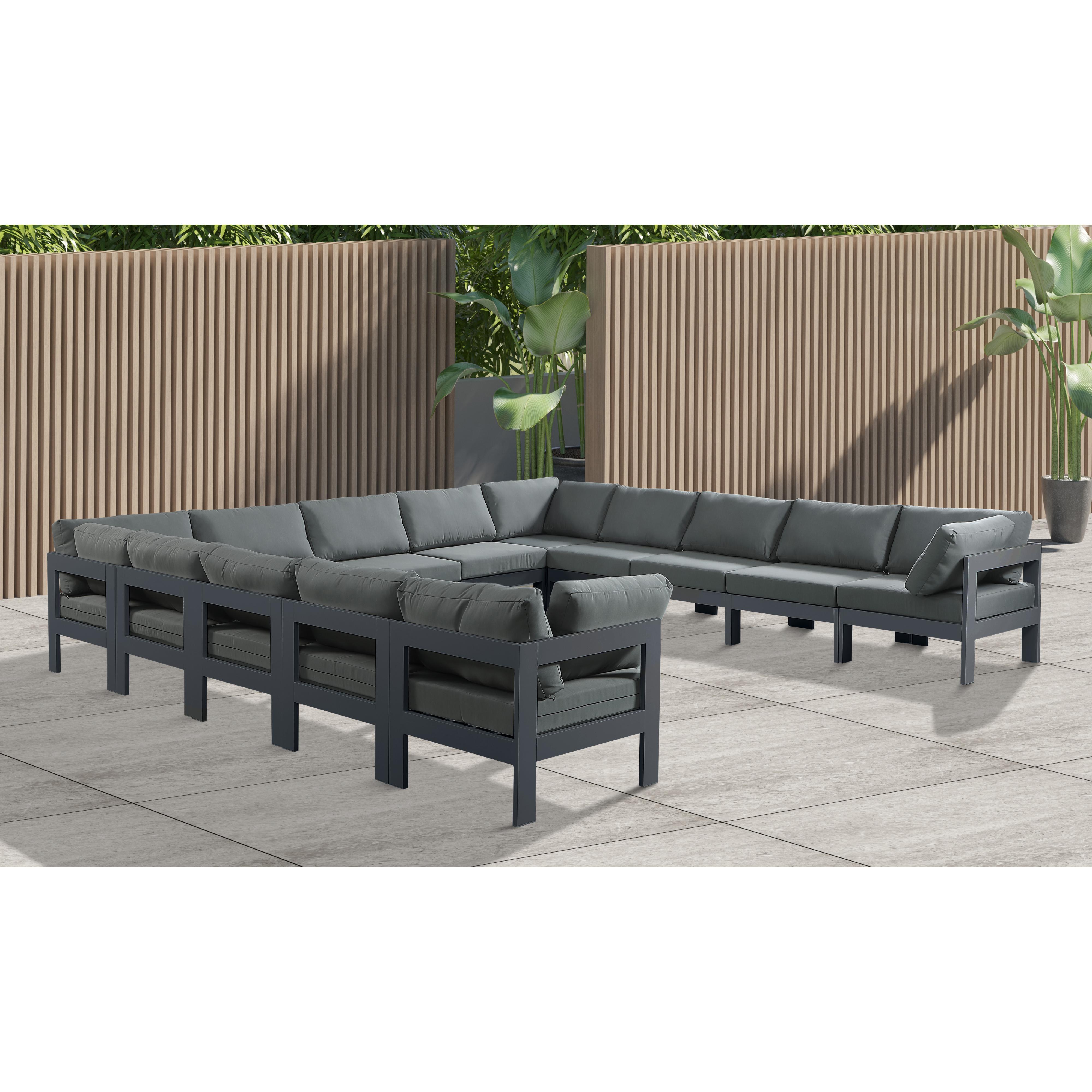 Meridian Nizuc Grey Water Resistant Fabric Outdoor Patio Modular Sectional