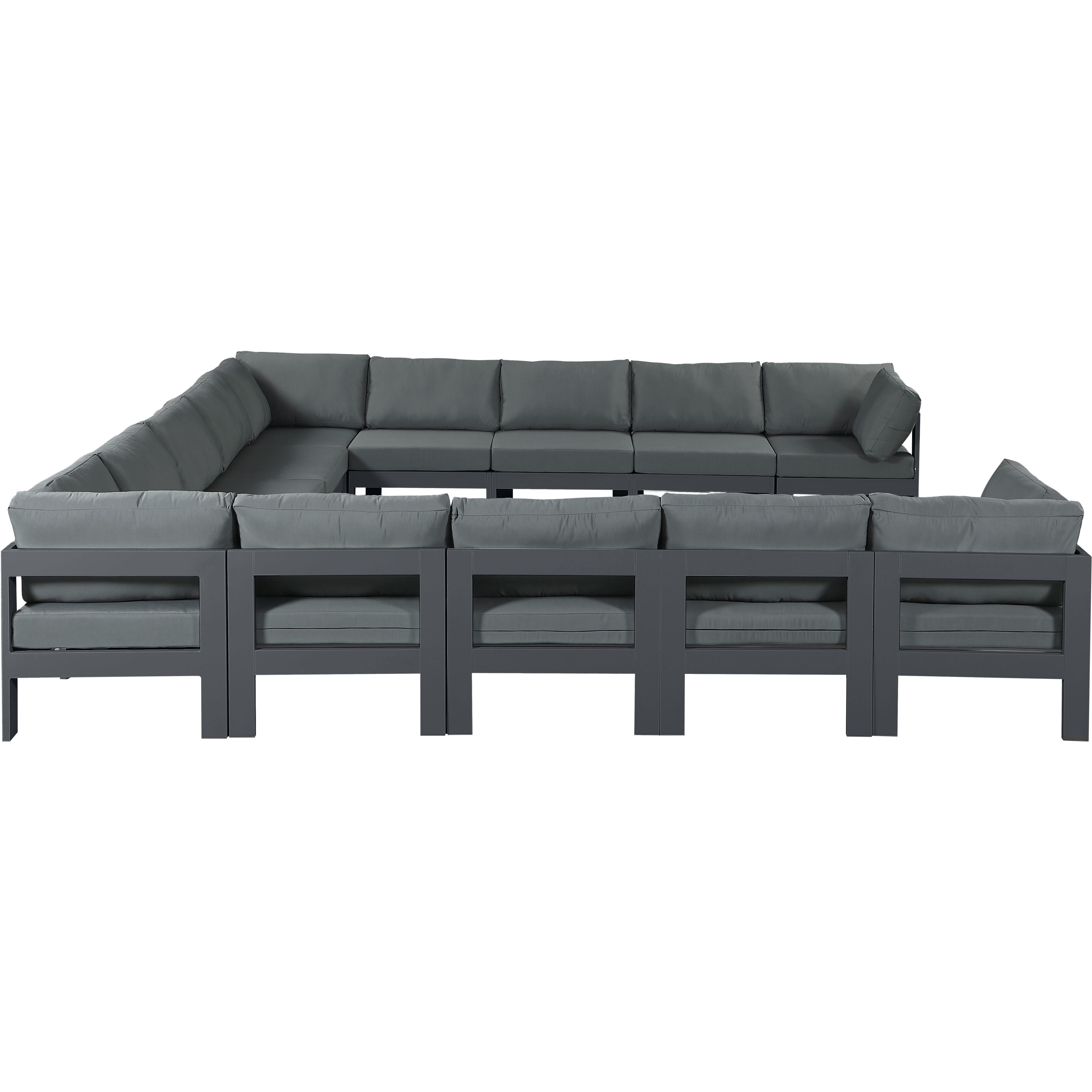 Meridian Nizuc Grey Water Resistant Fabric Outdoor Patio Modular Sectional